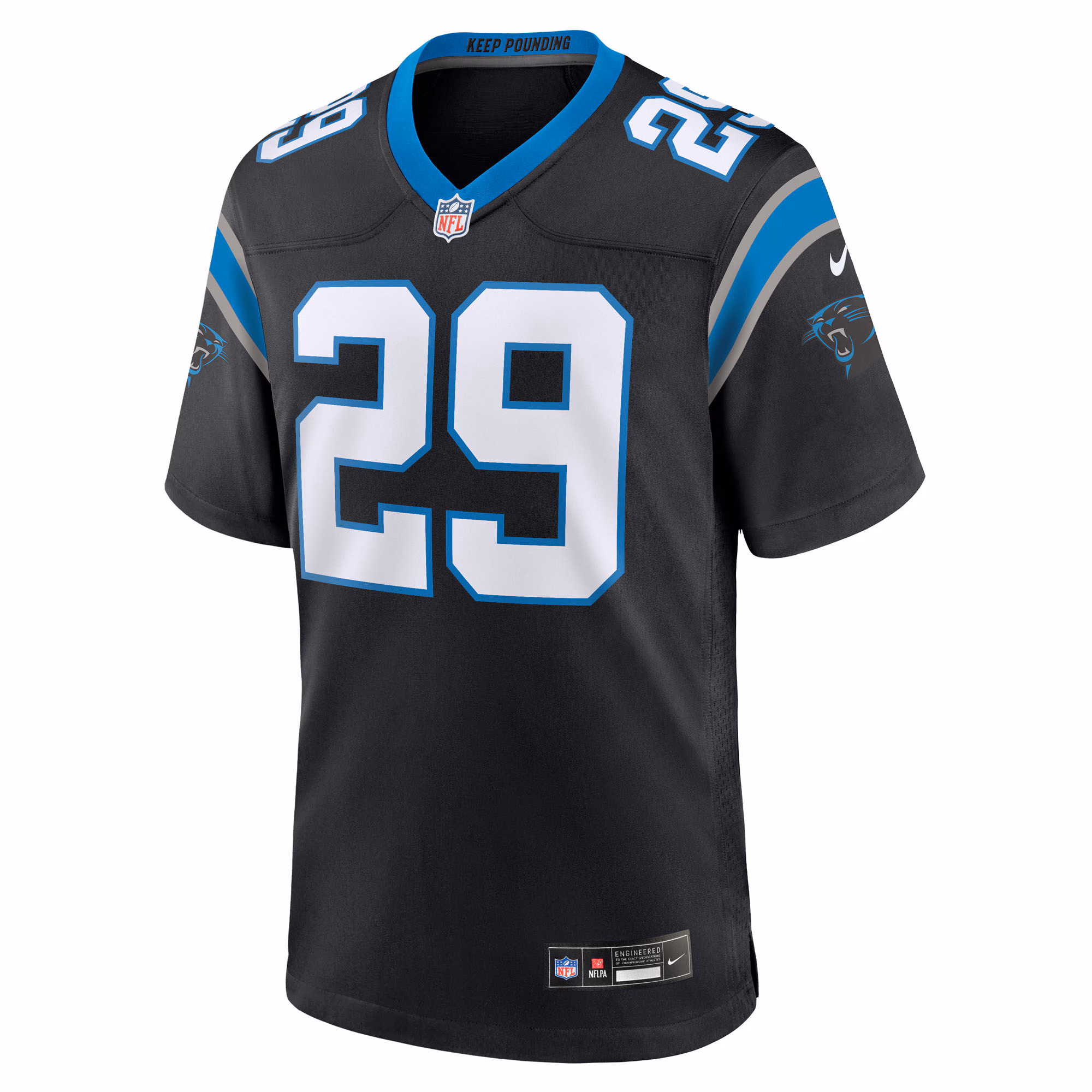 Men's Carolina Panthers Akayleb Evans  Black Team Game Jersey