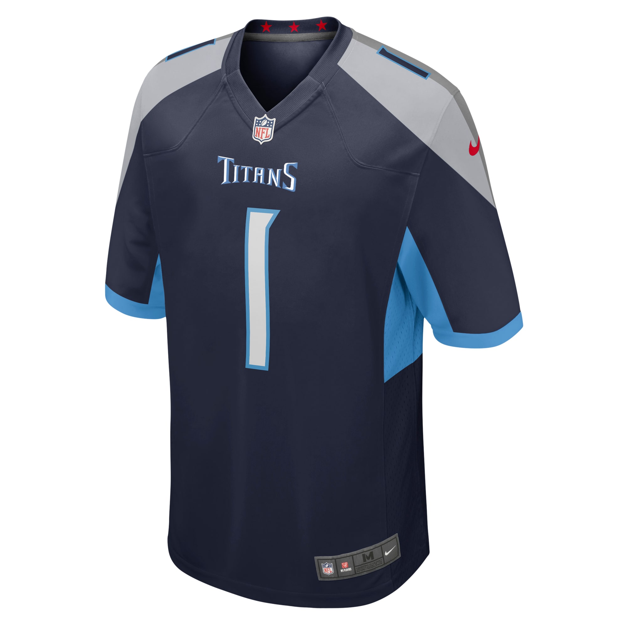 Men's Tennessee Titans Number 1 Dad  Navy Game Jersey