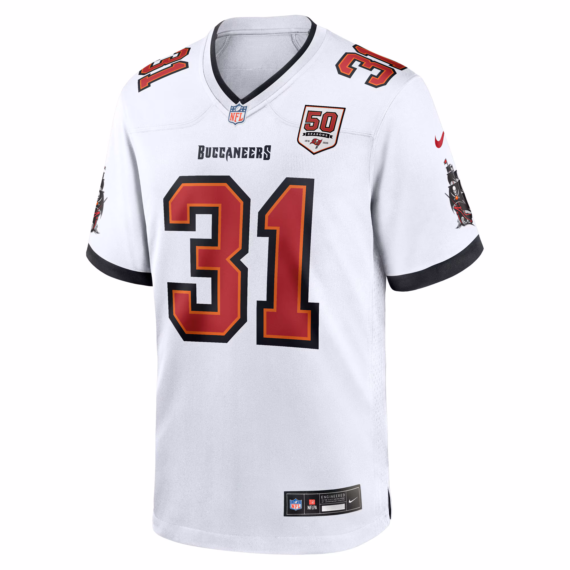 Men's Tampa Bay Buccaneers Antoine Winfield Jr.  White 50th Season Patch Game Jersey