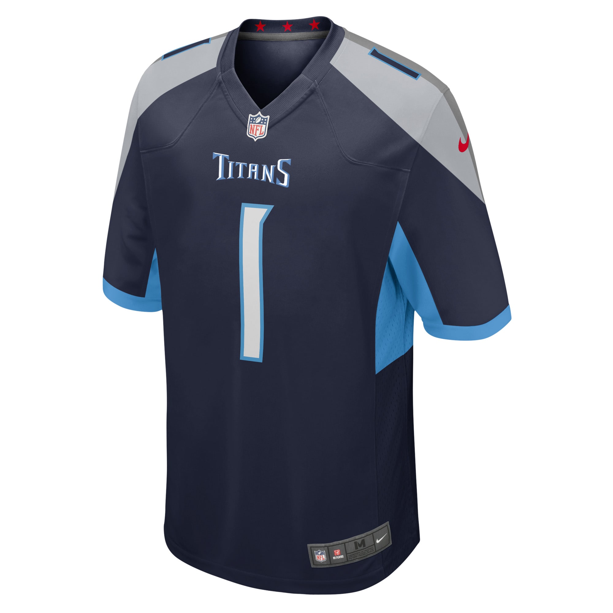 Men's Tennessee Titans Number 1 Groom  Navy Game Jersey