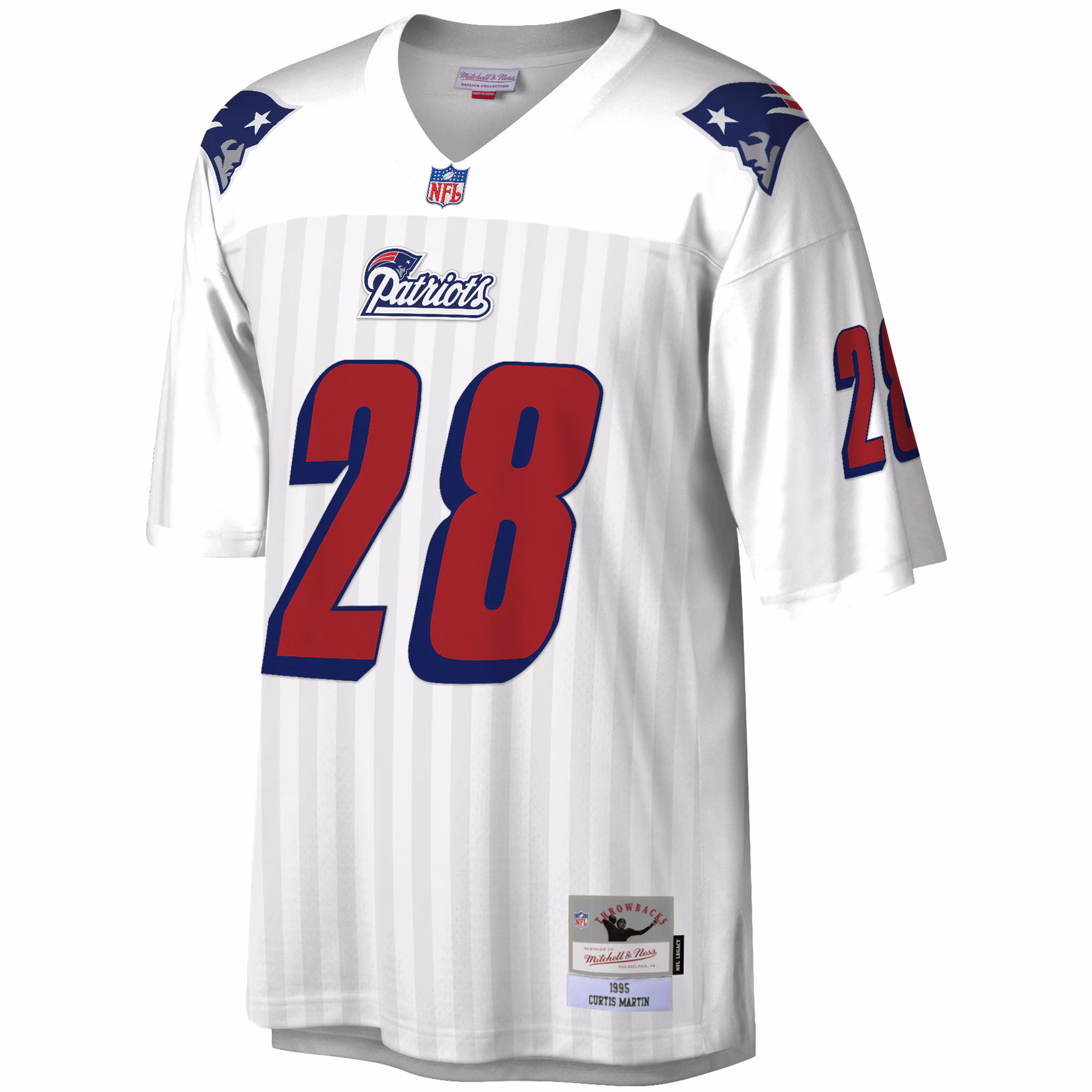 Men's New England Patriots Curtis Martin Mitchell & Ness White Legacy Replica Jersey