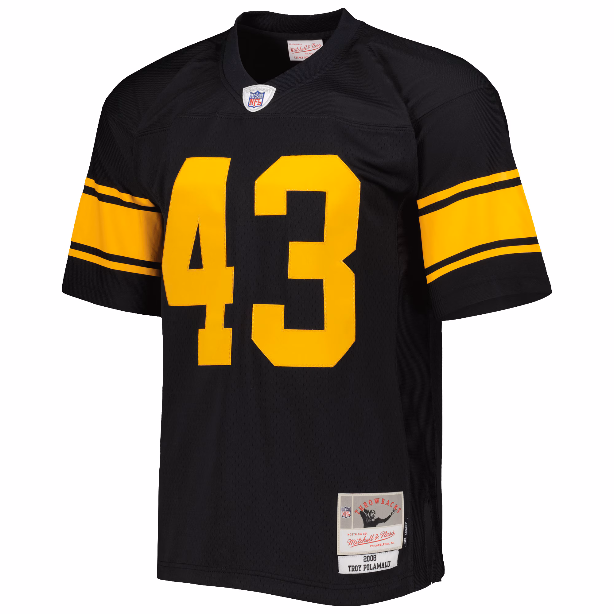Men's Pittsburgh Steelers Troy Polamalu Mitchell & Ness Black Legacy Replica Jersey