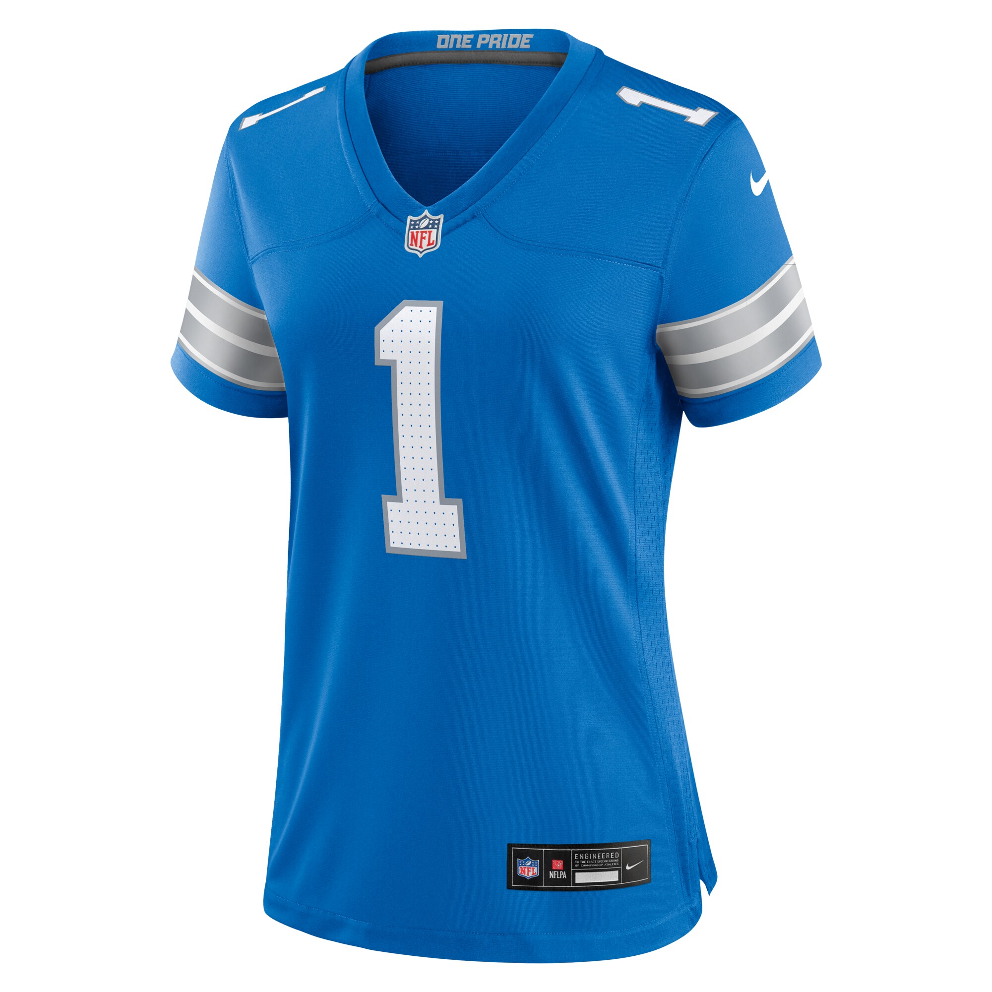 Men's Detroit Lions Number 1 Mom  Blue Game Jersey
