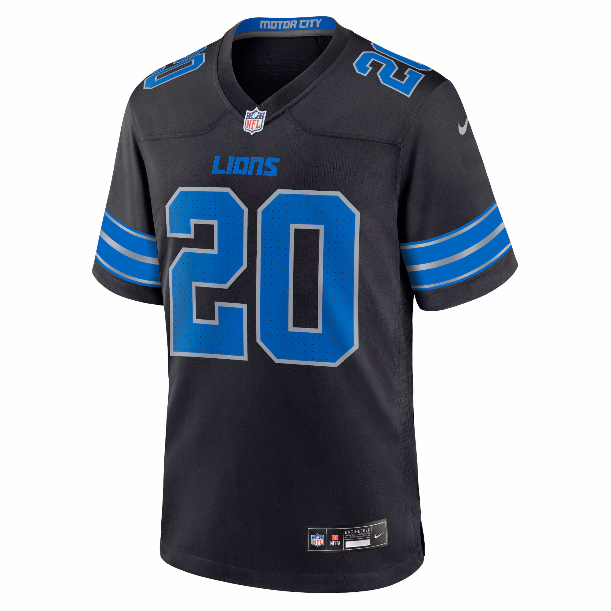 Men's Detroit Lions Barry Sanders  Black 2nd Alternate Retired Player Game Jersey