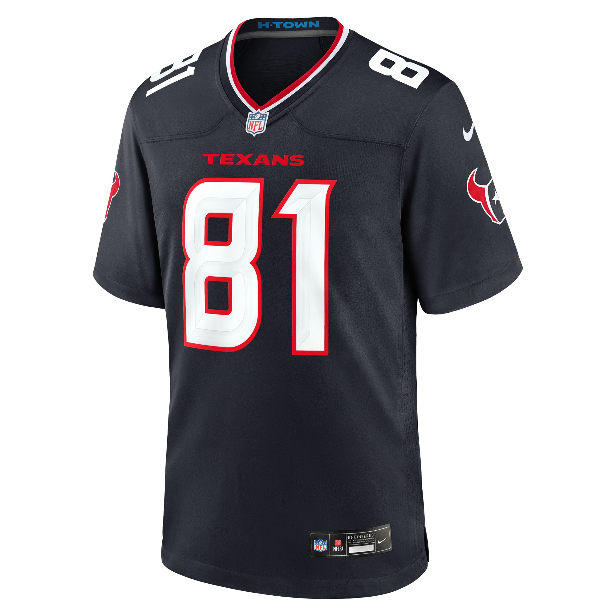Men's Houston Texans Jayden Higgins  Navy Game Jersey
