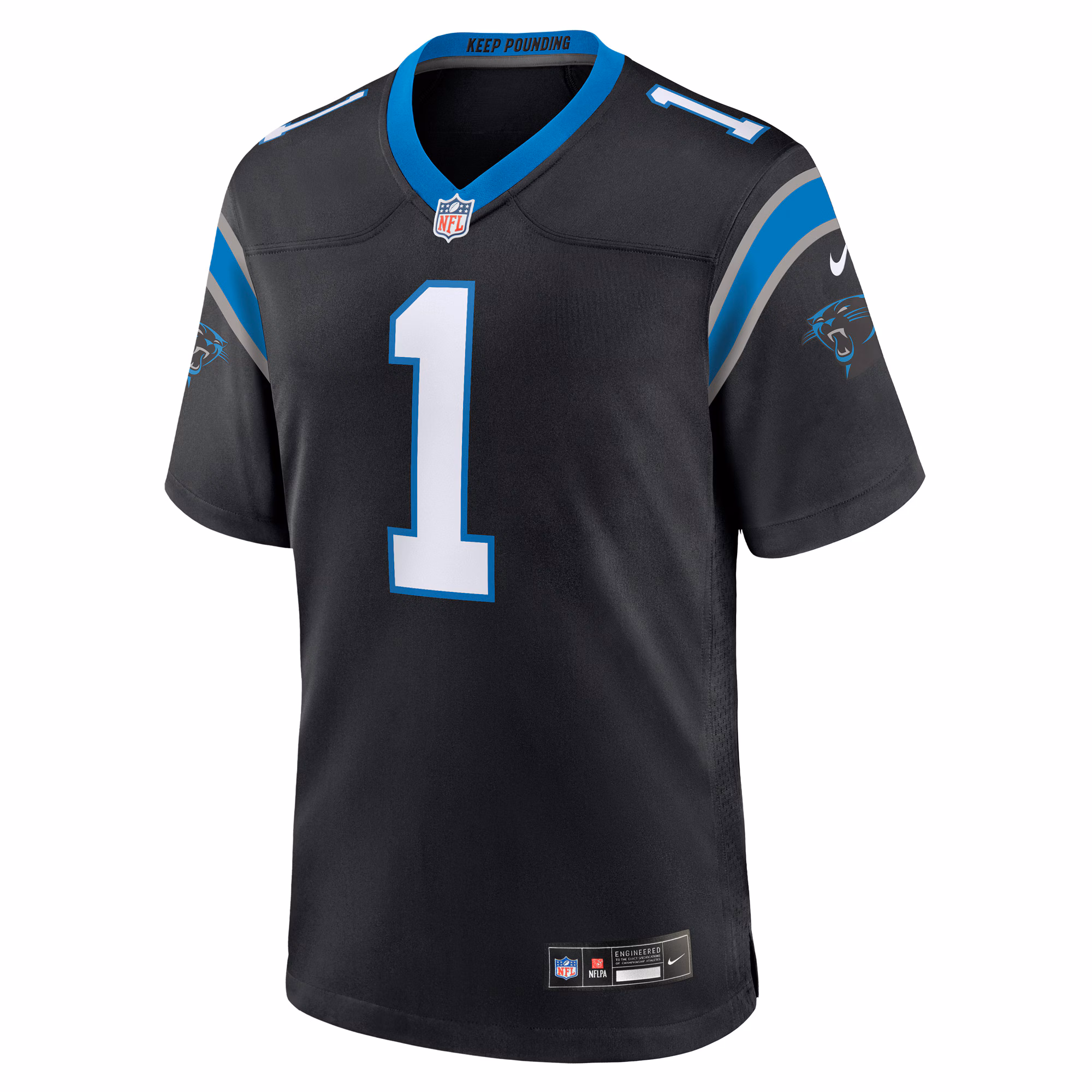 Men's Carolina Panthers Number 1 Groom  Black Game Jersey