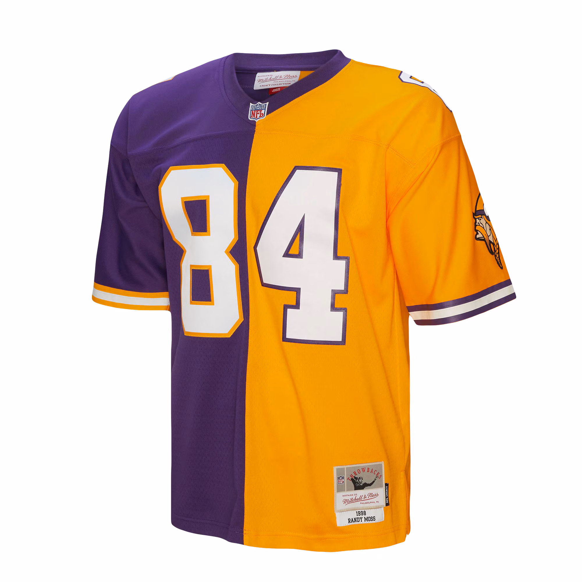 Men's Minnesota Vikings Randy Moss Mitchell & Ness Purple/Gold 1998 Split Legacy Replica Jersey