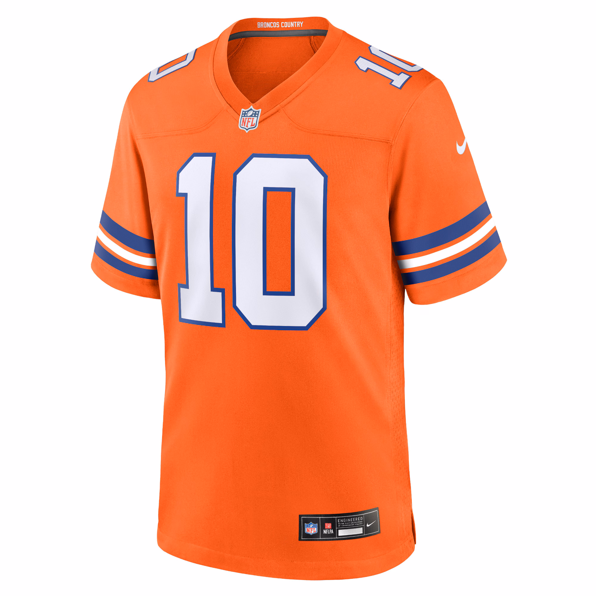 Men's Denver Broncos Bo Nix  Orange Mile High Collection 1977 Throwback Player Game Jersey