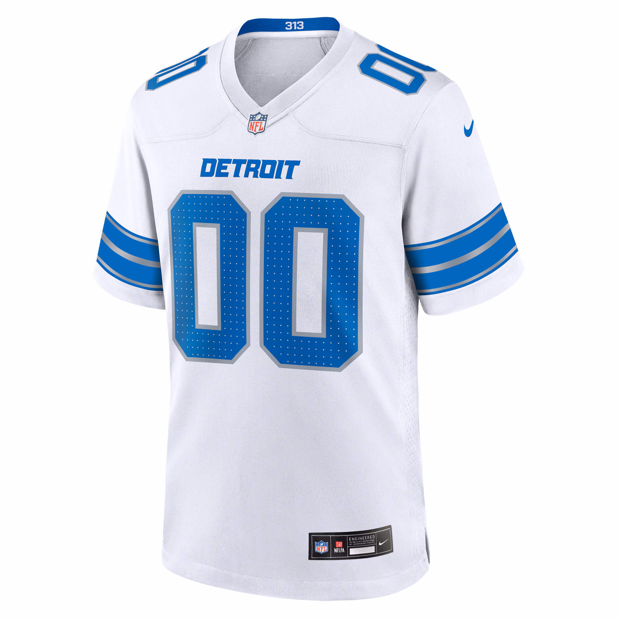 Men's Detroit Lions  White Custom Game Jersey