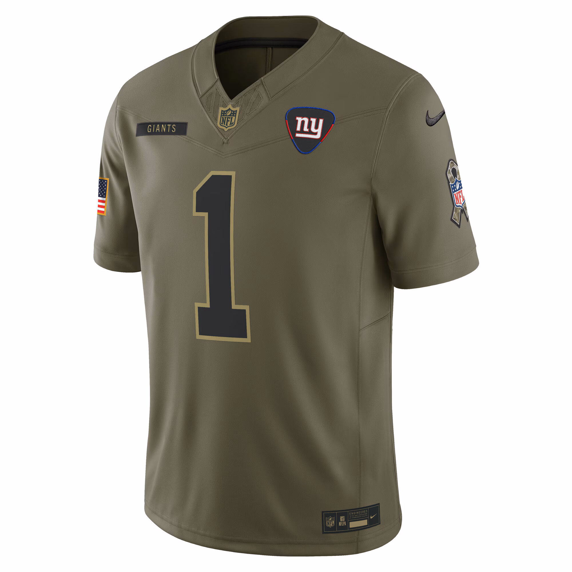 Men's New York Giants Malik Nabers  Olive 2025 Salute to Service Limited Jersey