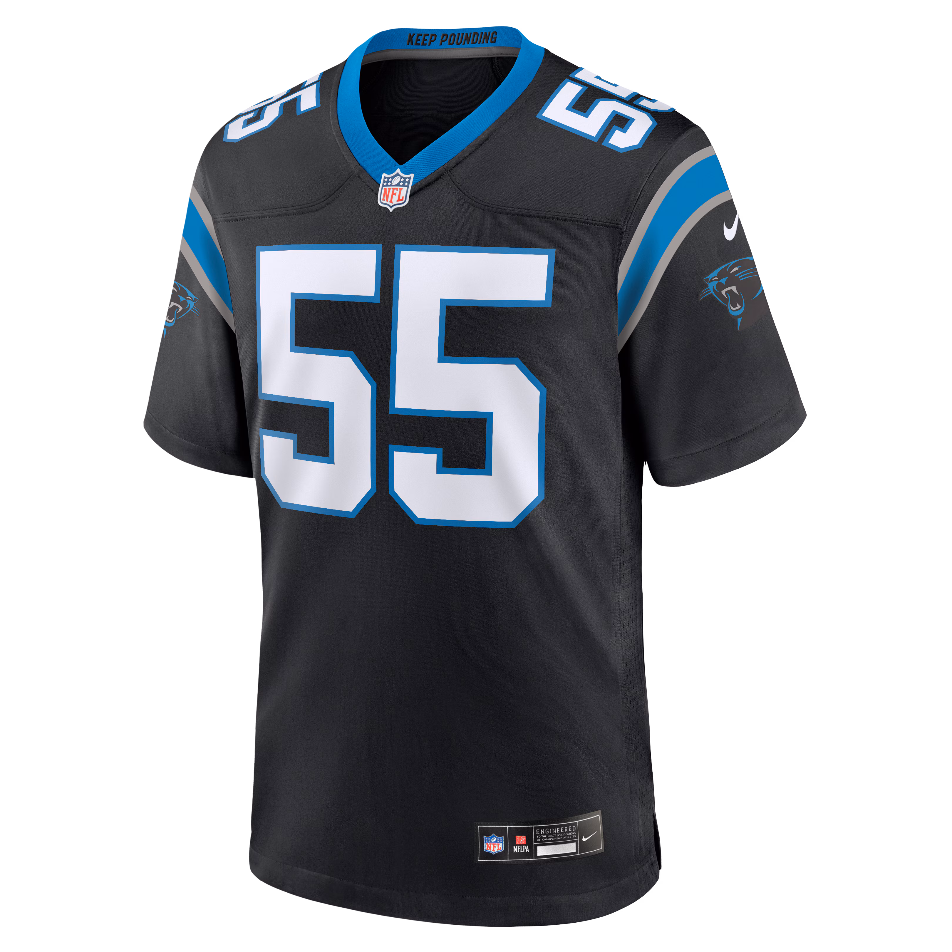 Men's Carolina Panthers Maema Njongmeta  Black Team Game Jersey