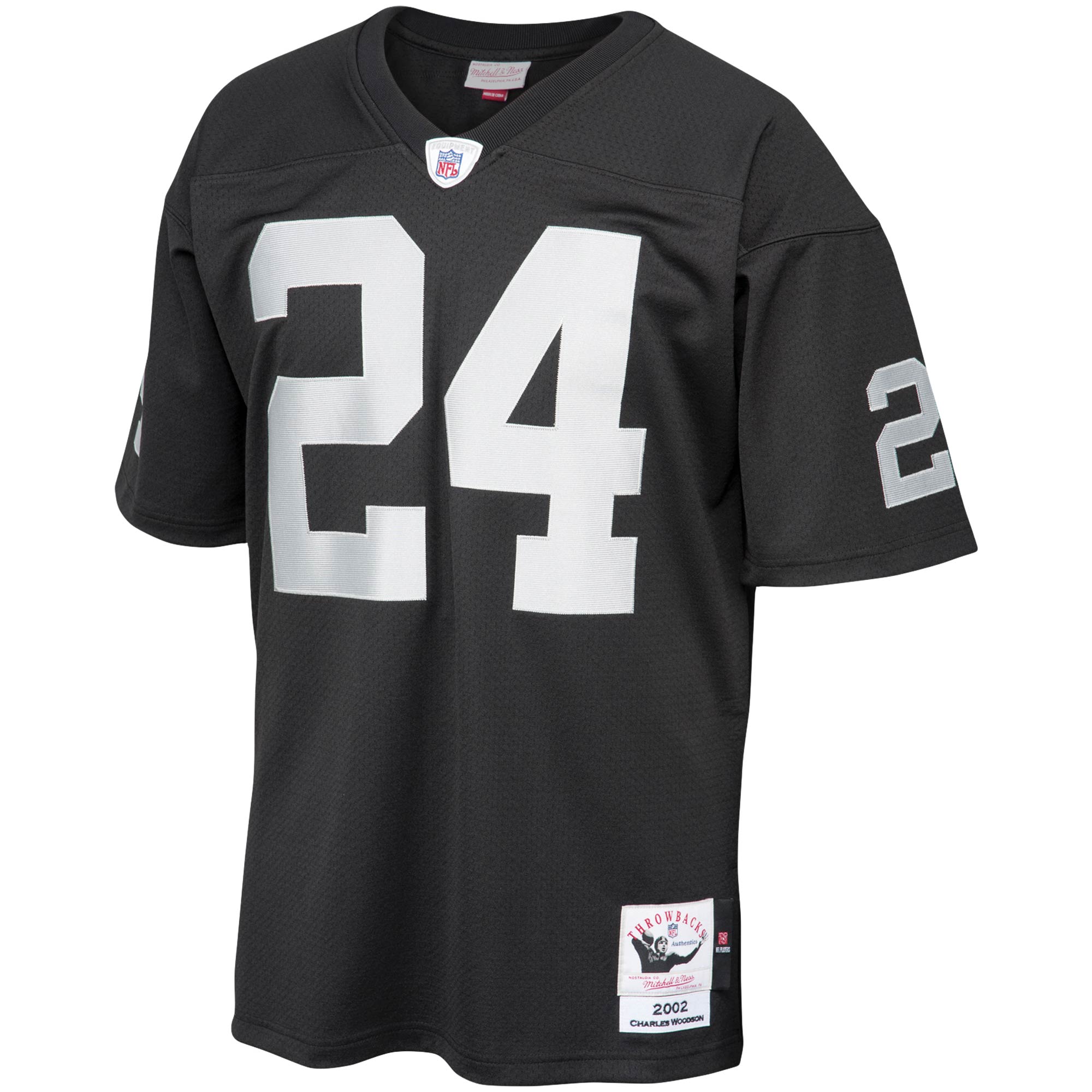 Men's Las Vegas Raiders 2002 Charles Woodson Mitchell & Ness Black Authentic Throwback Retired Player Jersey