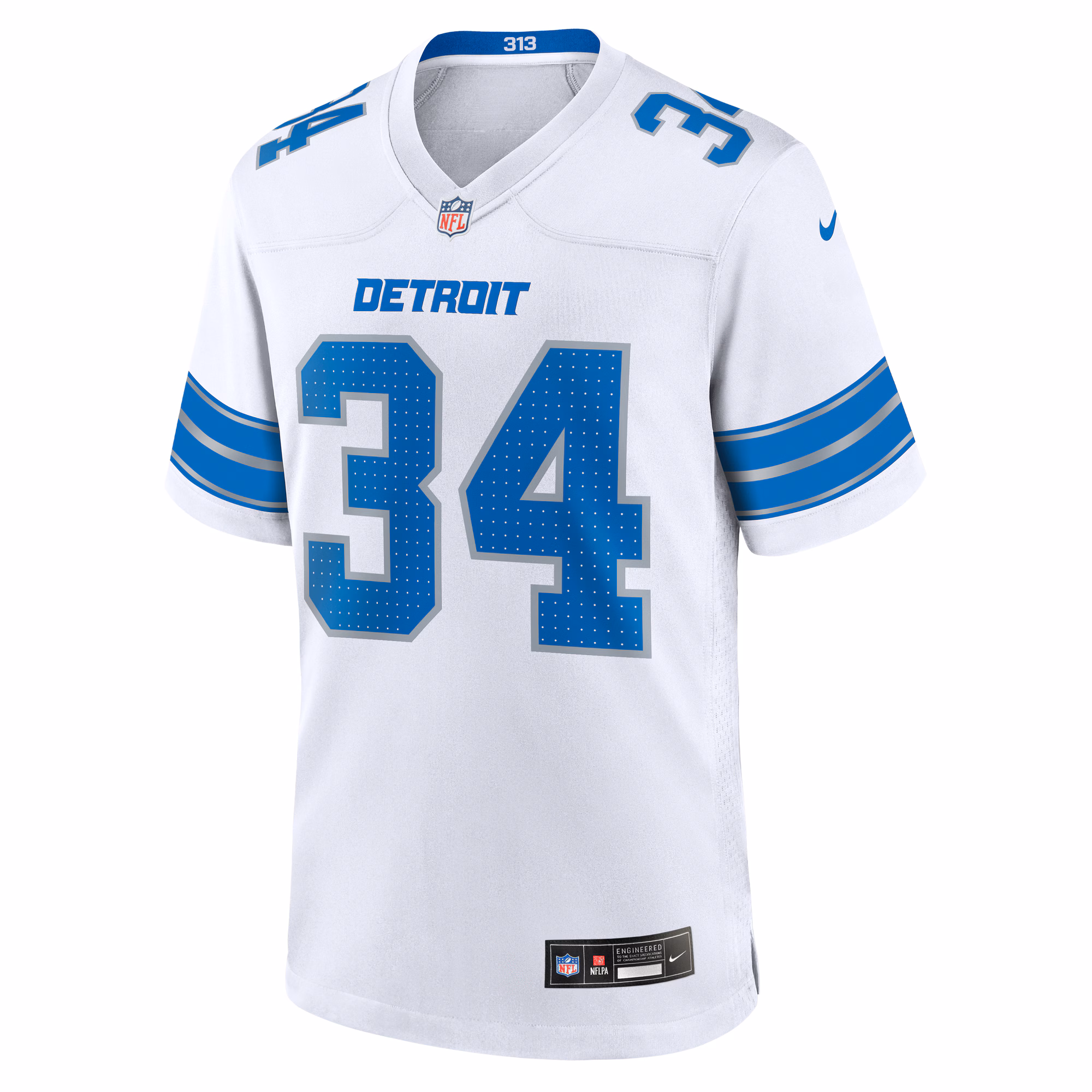 Men's Detroit Lions Alex Anzalone  White White Game Jersey