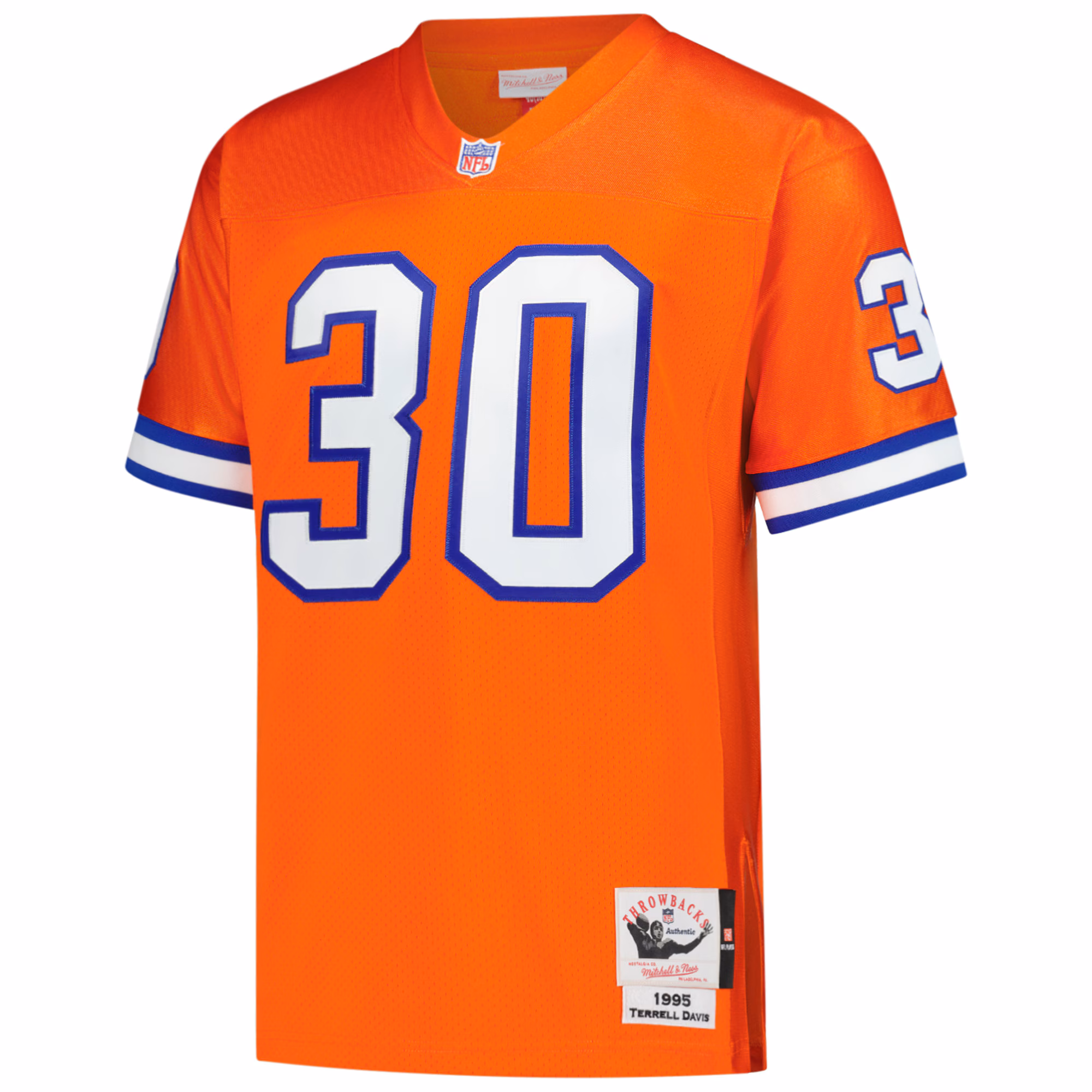 Men's Denver Broncos Terrell Davis Mitchell & Ness Orange 1995 Authentic Throwback Retired Player Jersey