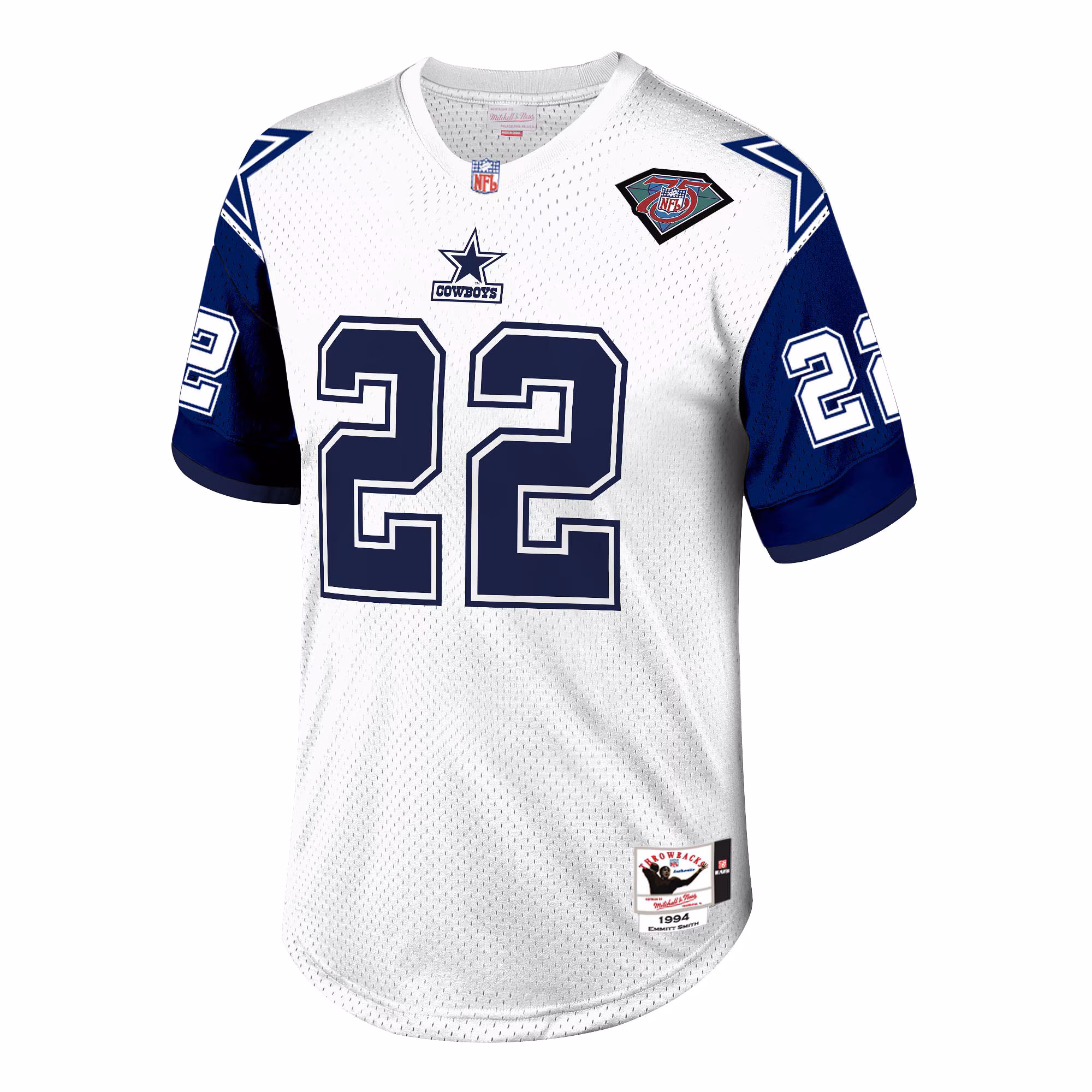 Men's Dallas Cowboys 1996 Emmitt Smith Mitchell & Ness White Authentic Throwback Retired Player Jersey