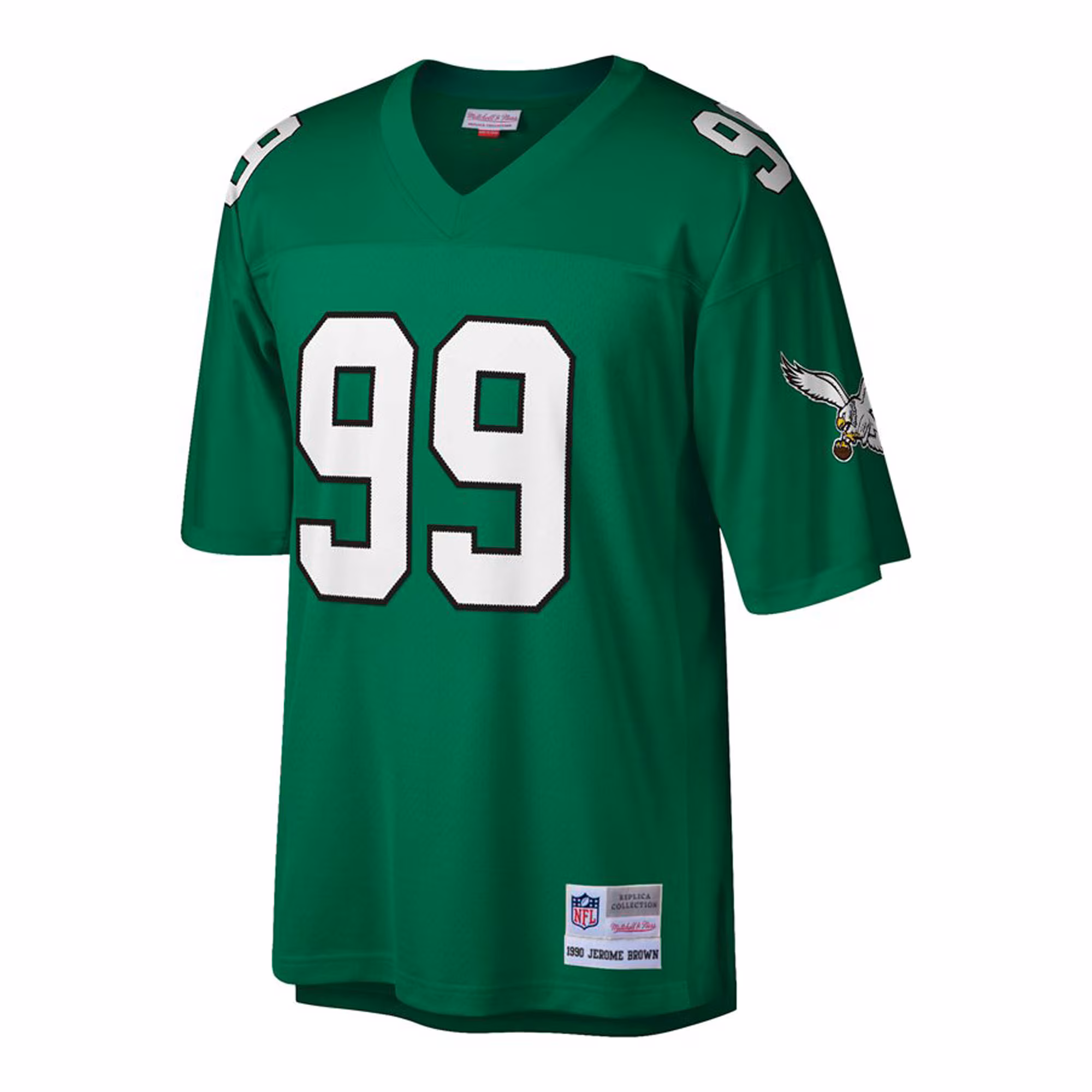 Men's Philadelphia Eagles Jerome Brown Mitchell & Ness Kelly Green Big & Tall 1990 Retired Player Replica Jersey