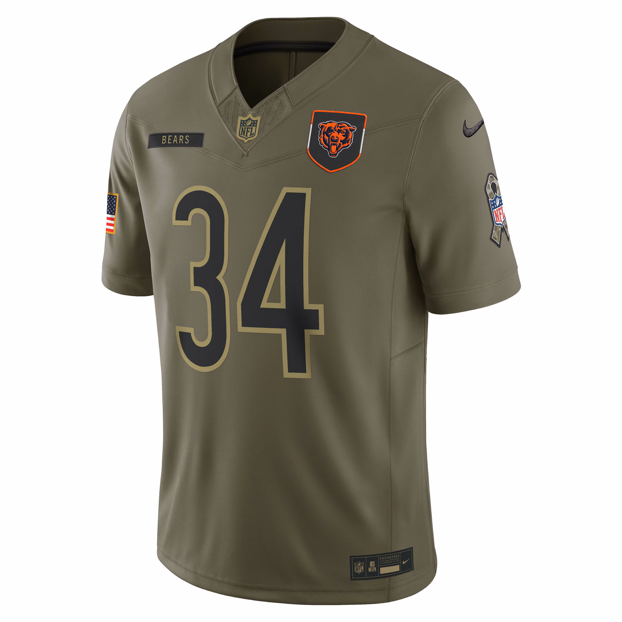 Men's Chicago Bears Walter Payton  Olive 2025 Salute to Service Retired Limited Jersey