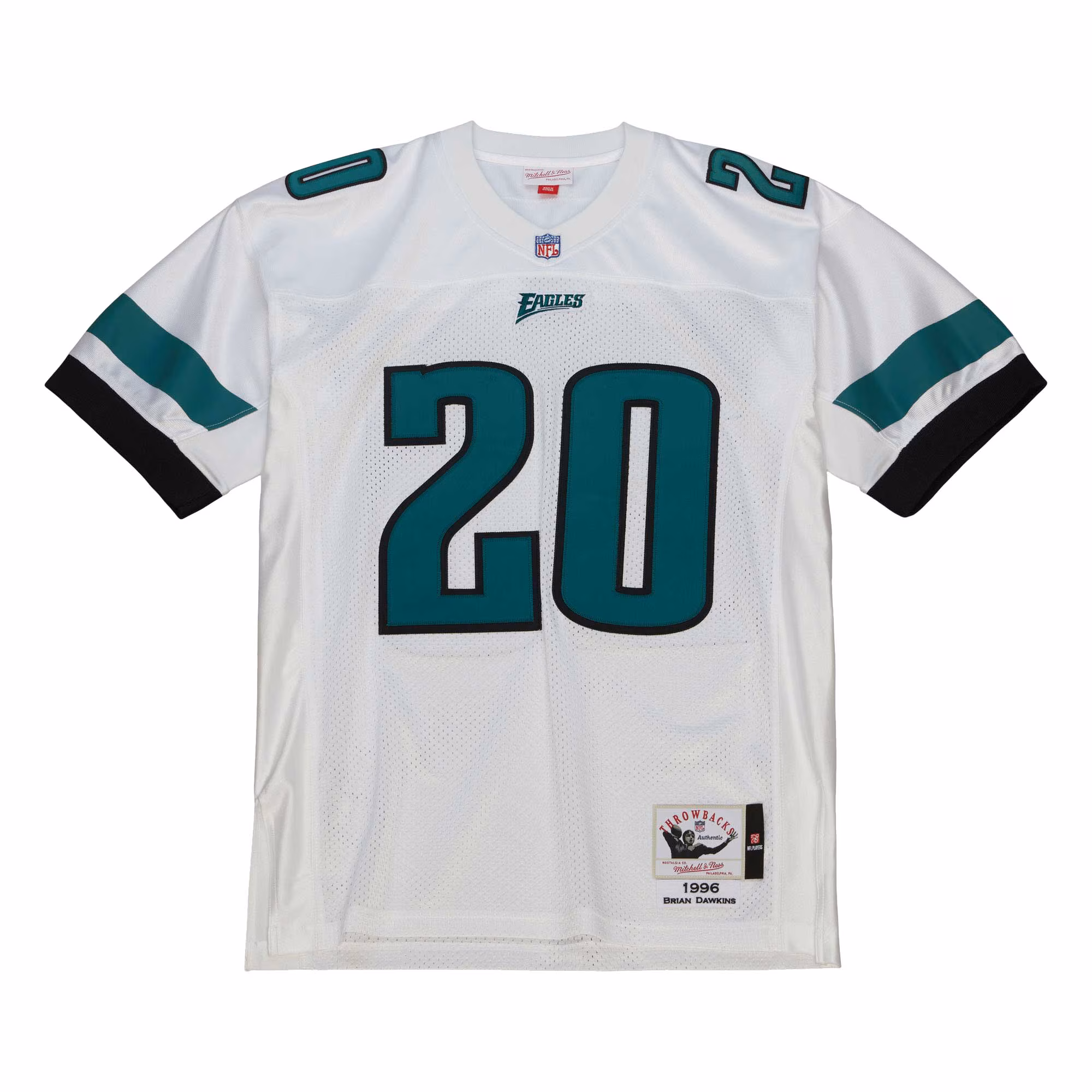 Men's Philadelphia Eagles 1996 Brian Dawkins Mitchell & Ness White Authentic Throwback Retired Player Jersey