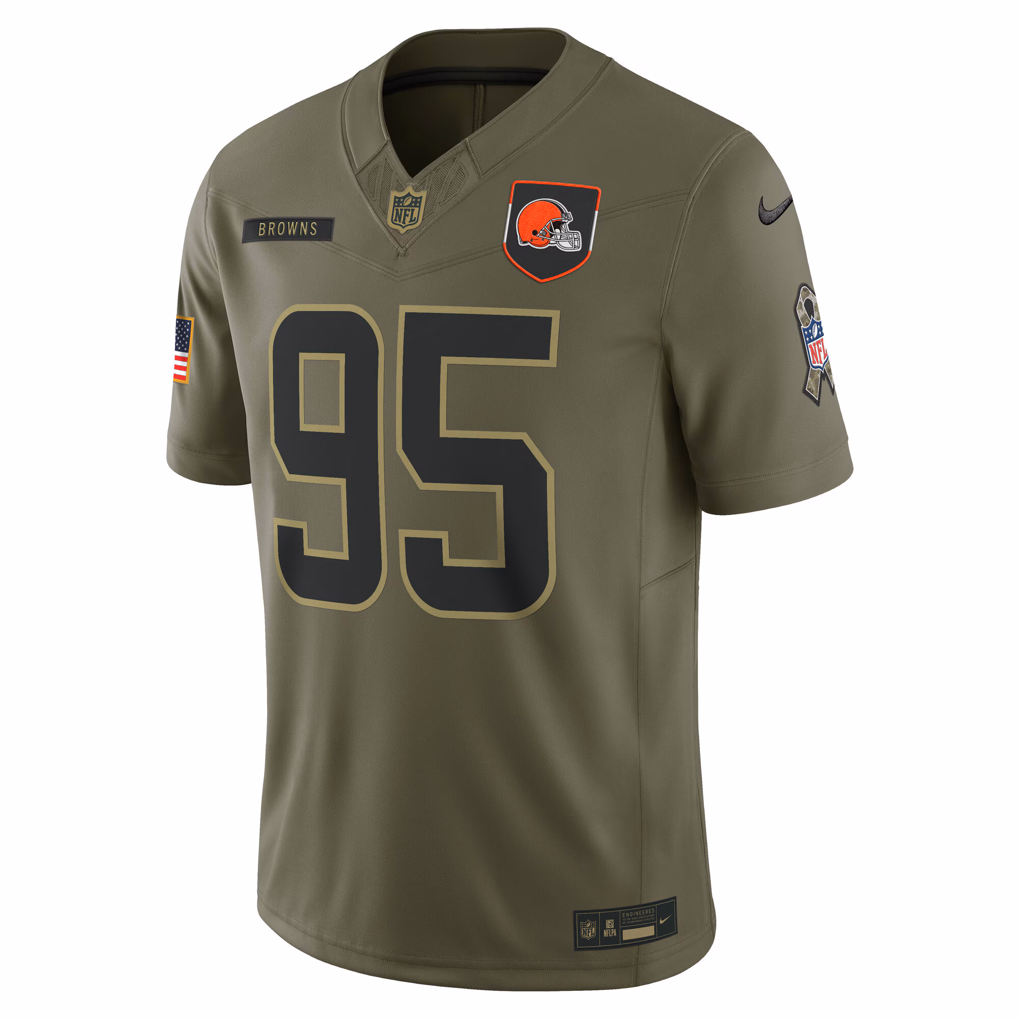 Men's Cleveland Browns Myles Garrett  Olive 2025 Salute to Service Limited Jersey