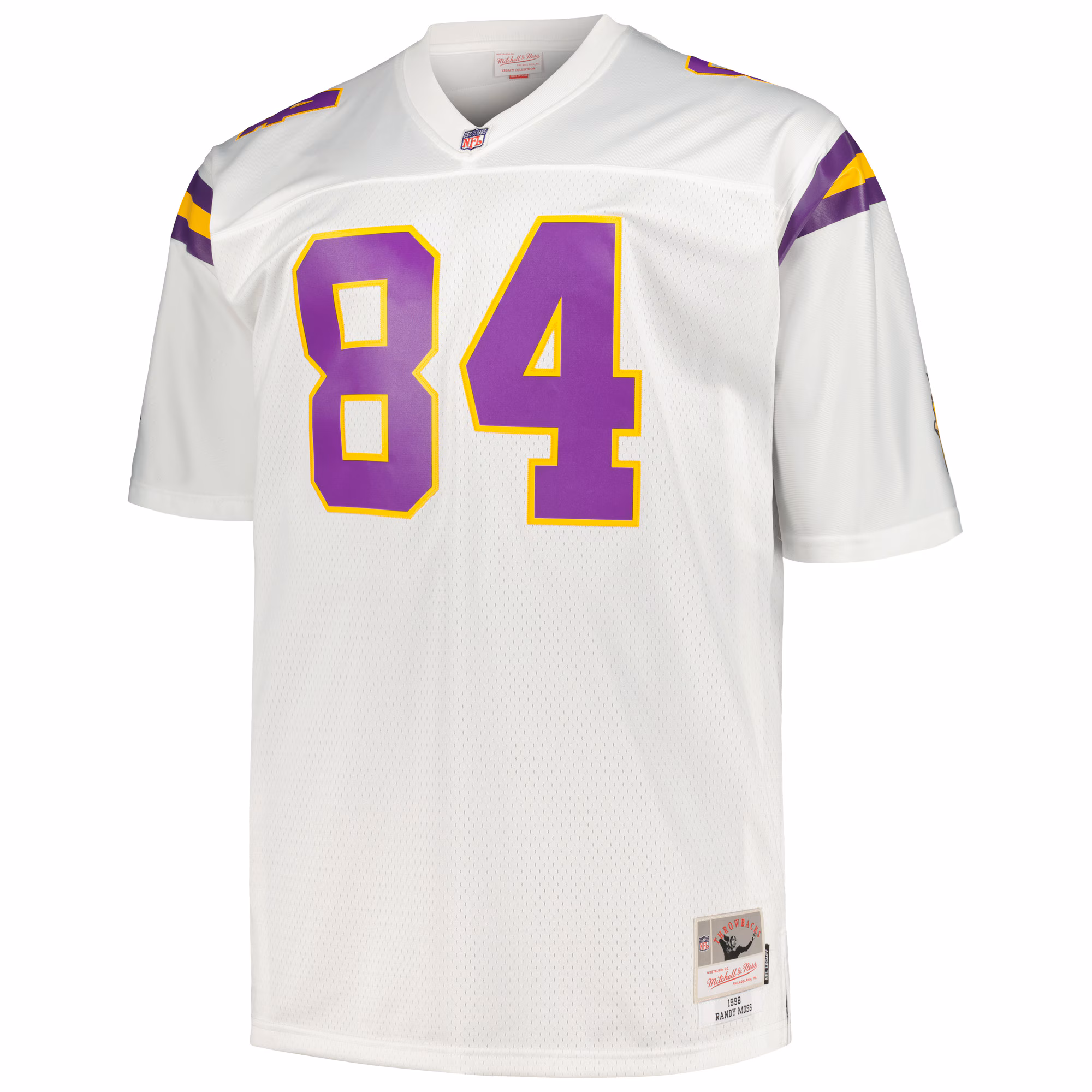 Men's Minnesota Vikings Randy Moss Mitchell & Ness White Big & Tall 1998 Legacy Retired Player Jersey