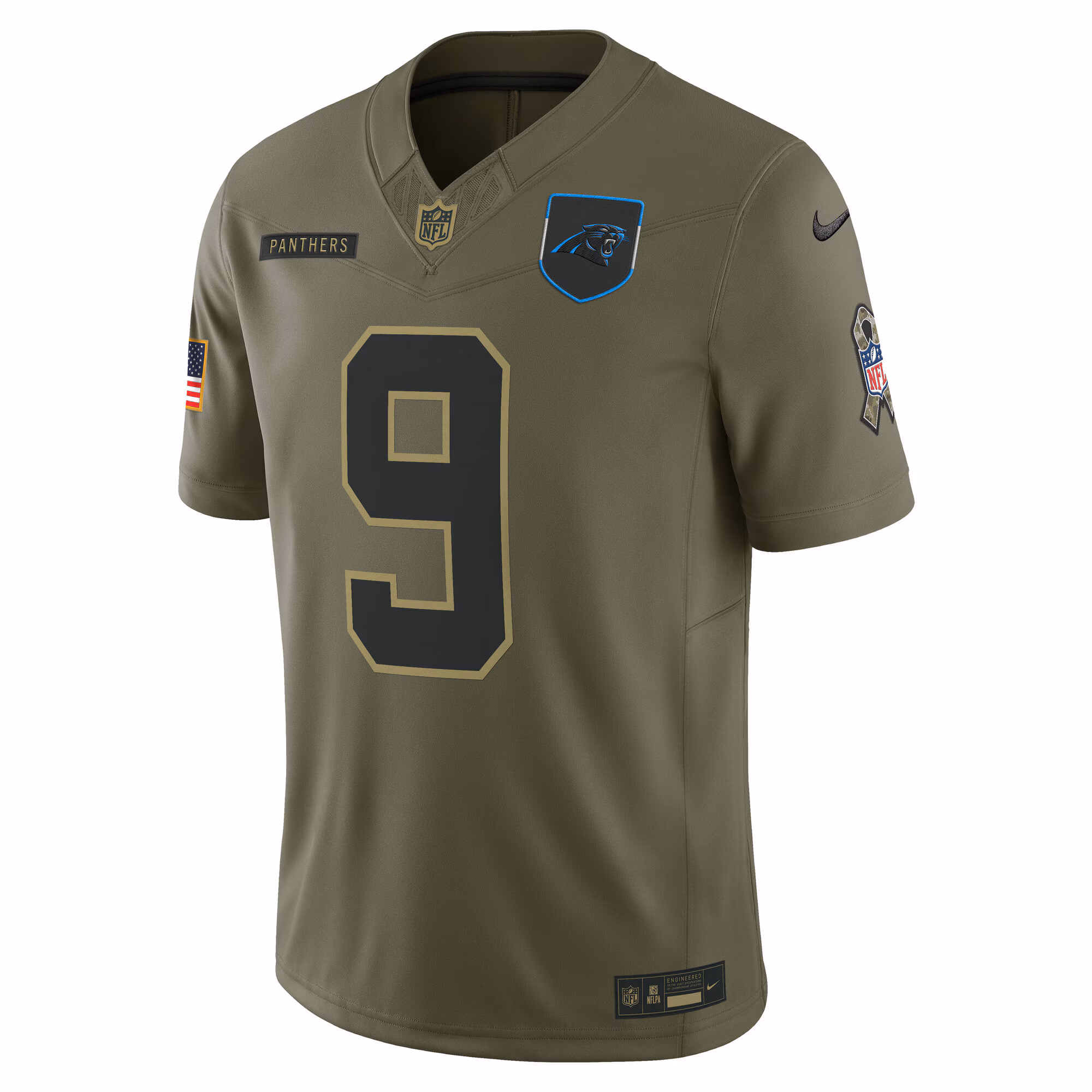 Men's Carolina Panthers Bryce Young  Olive 2025 Salute to Service Limited Jersey