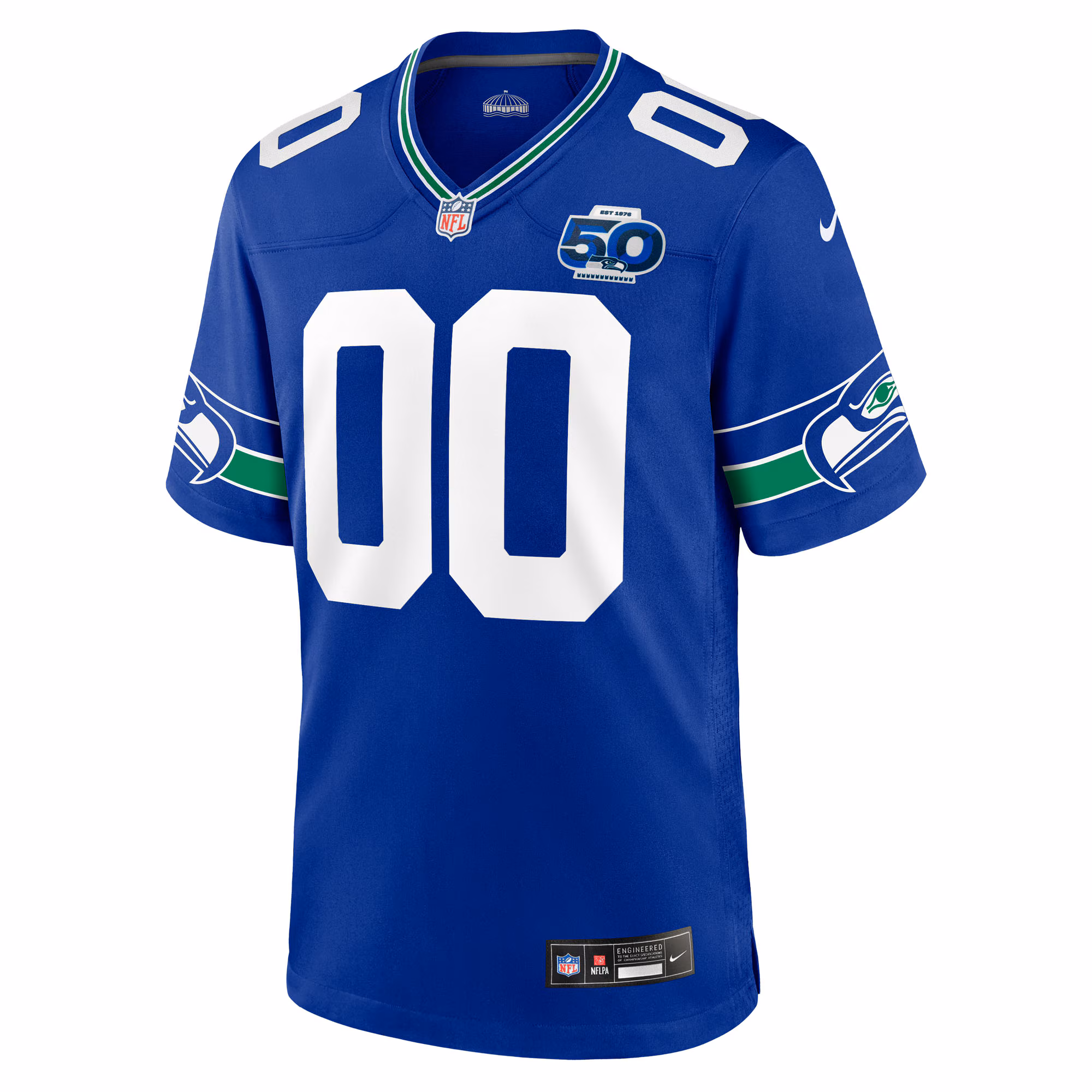 Men's Seattle Seahawks  Royal 50th Season Throwback Custom Game Jersey