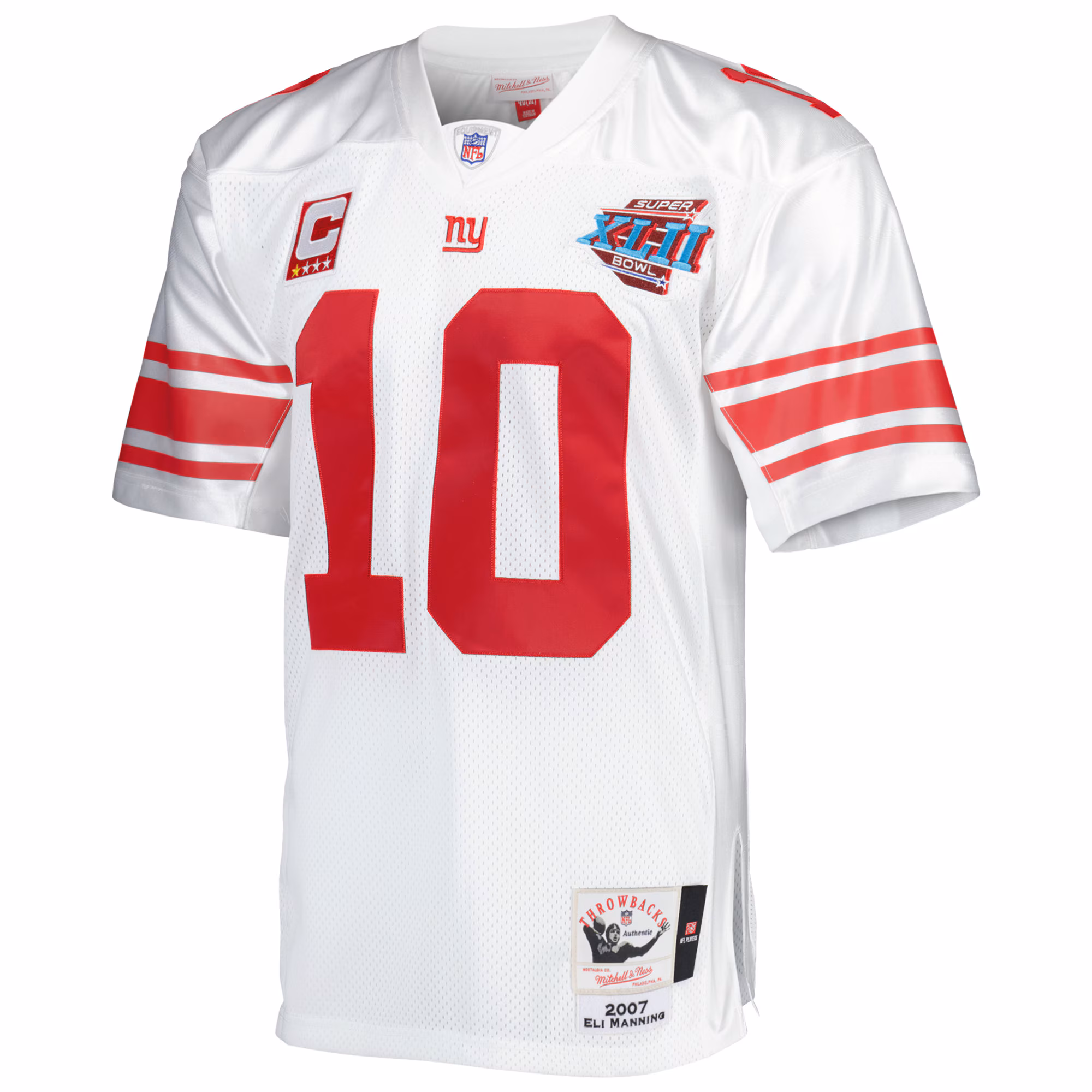 Men's New York Giants 2007 Eli Manning Mitchell & Ness White Authentic Throwback Retired Player Jersey