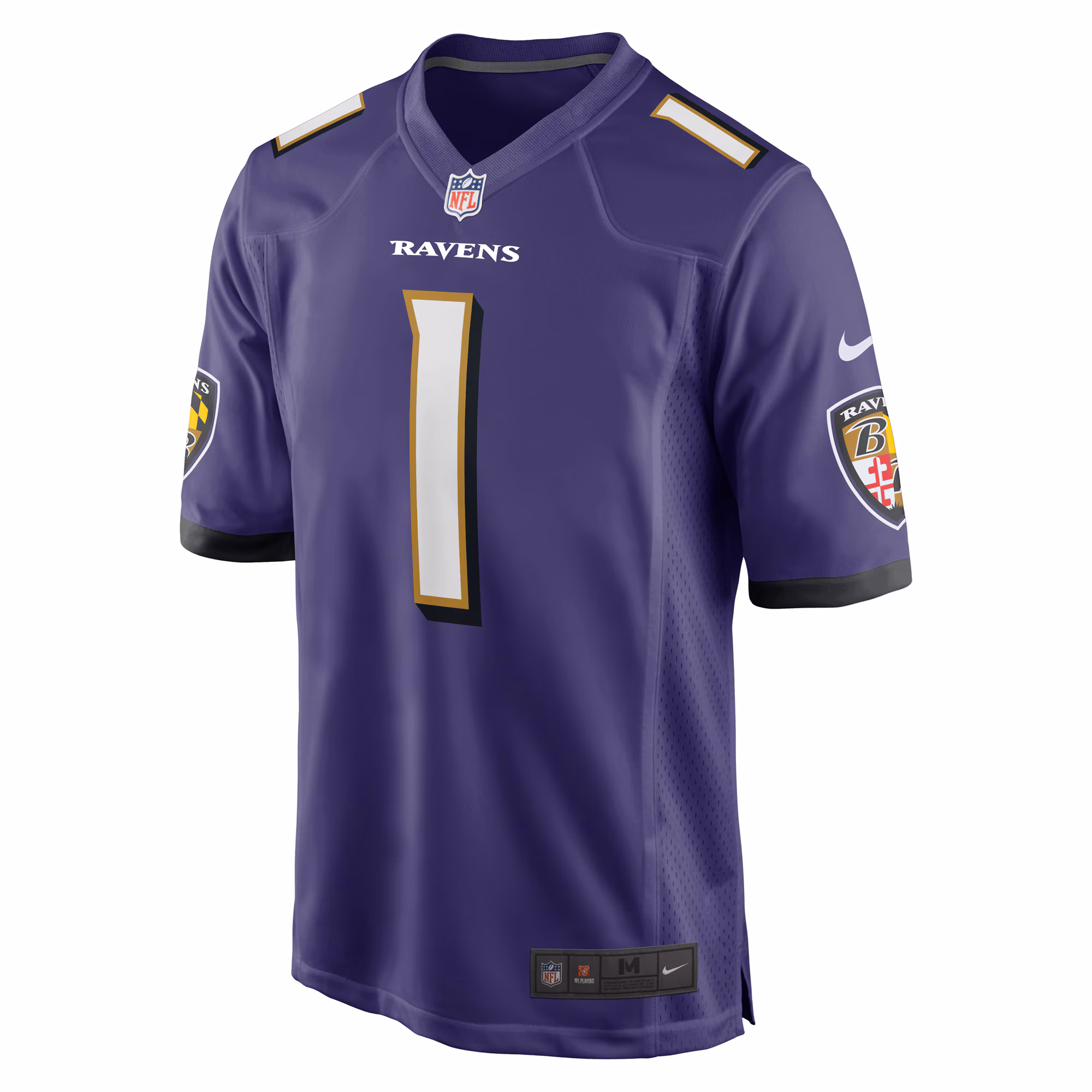 Men's Baltimore Ravens Number 1 Groom  Purple Game Jersey