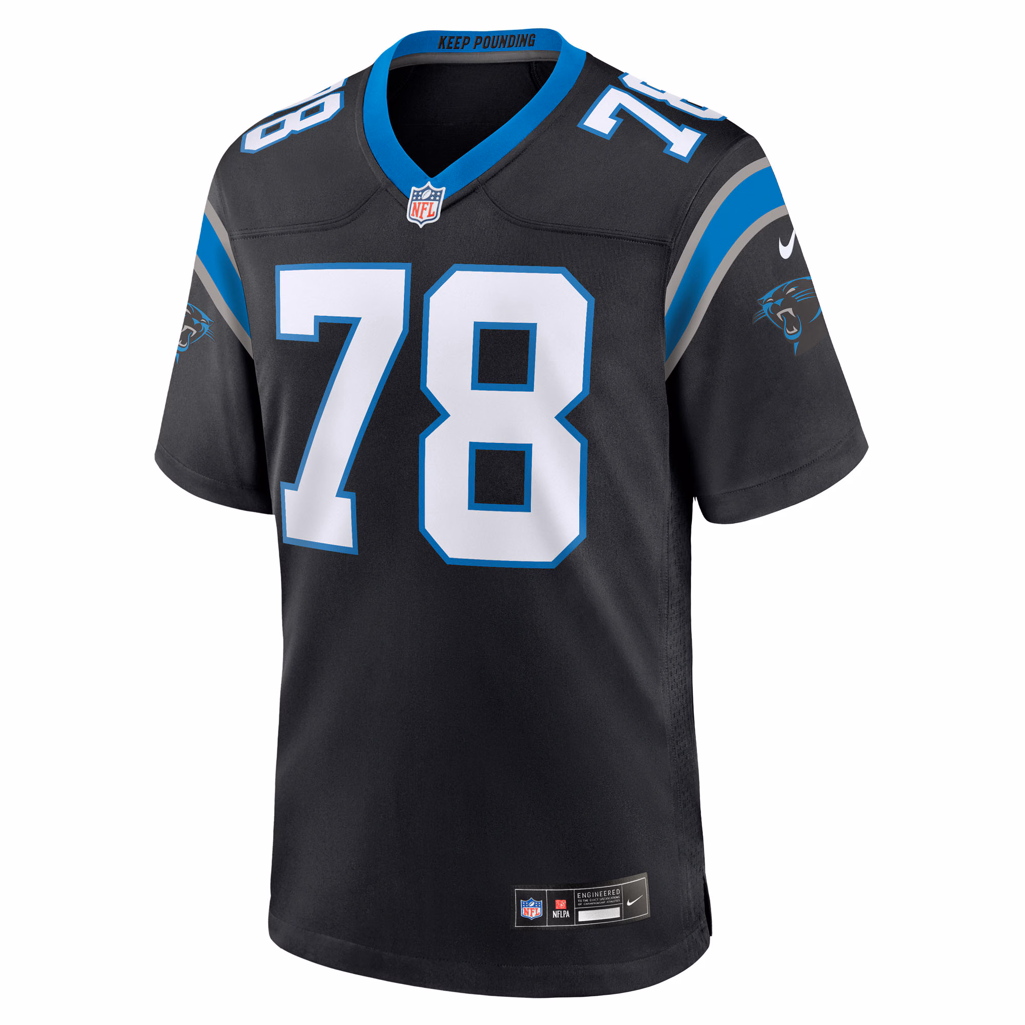 Men's Carolina Panthers Popo Aumavae  Black Team Game Jersey