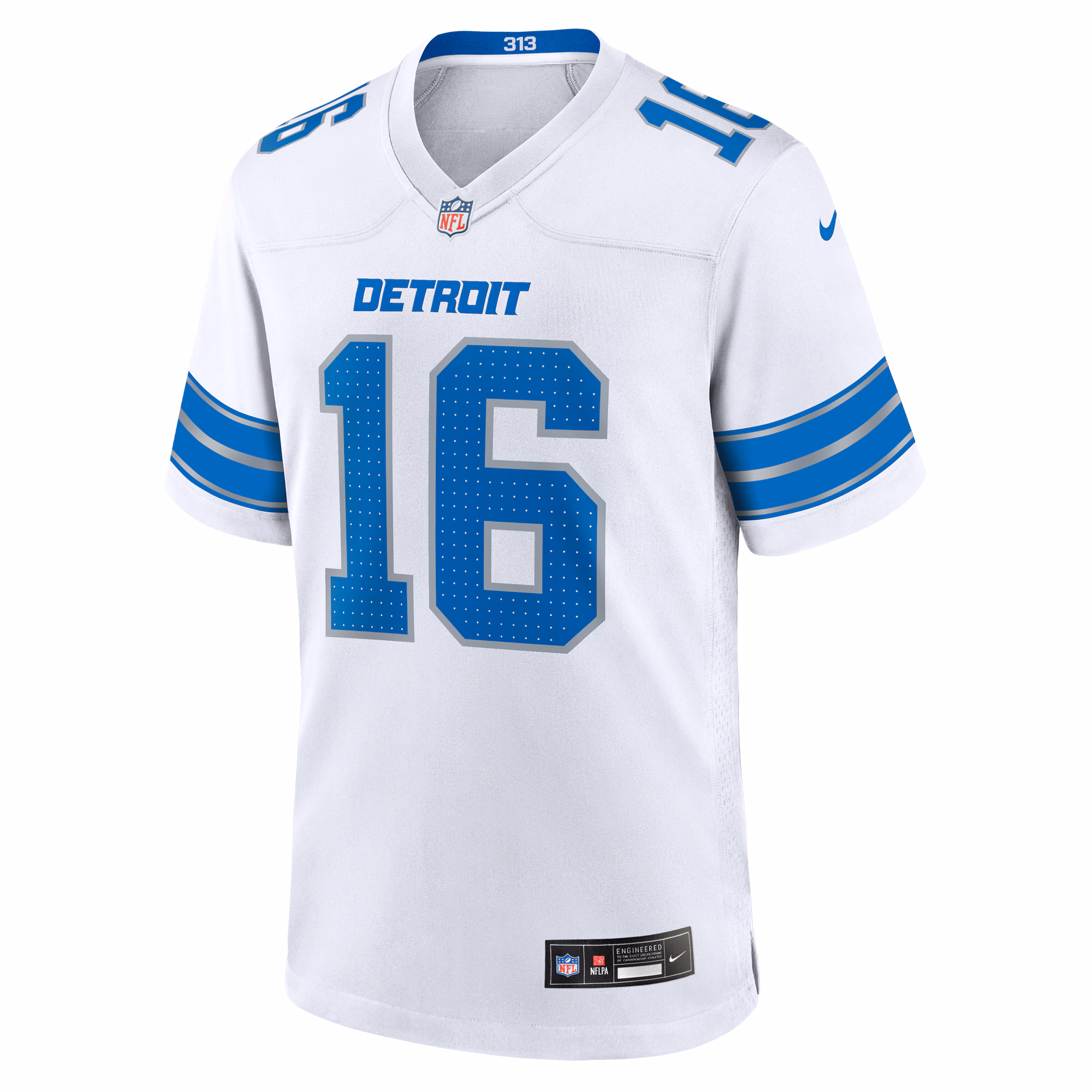 Men's Detroit Lions Jared Goff  White Game Jersey