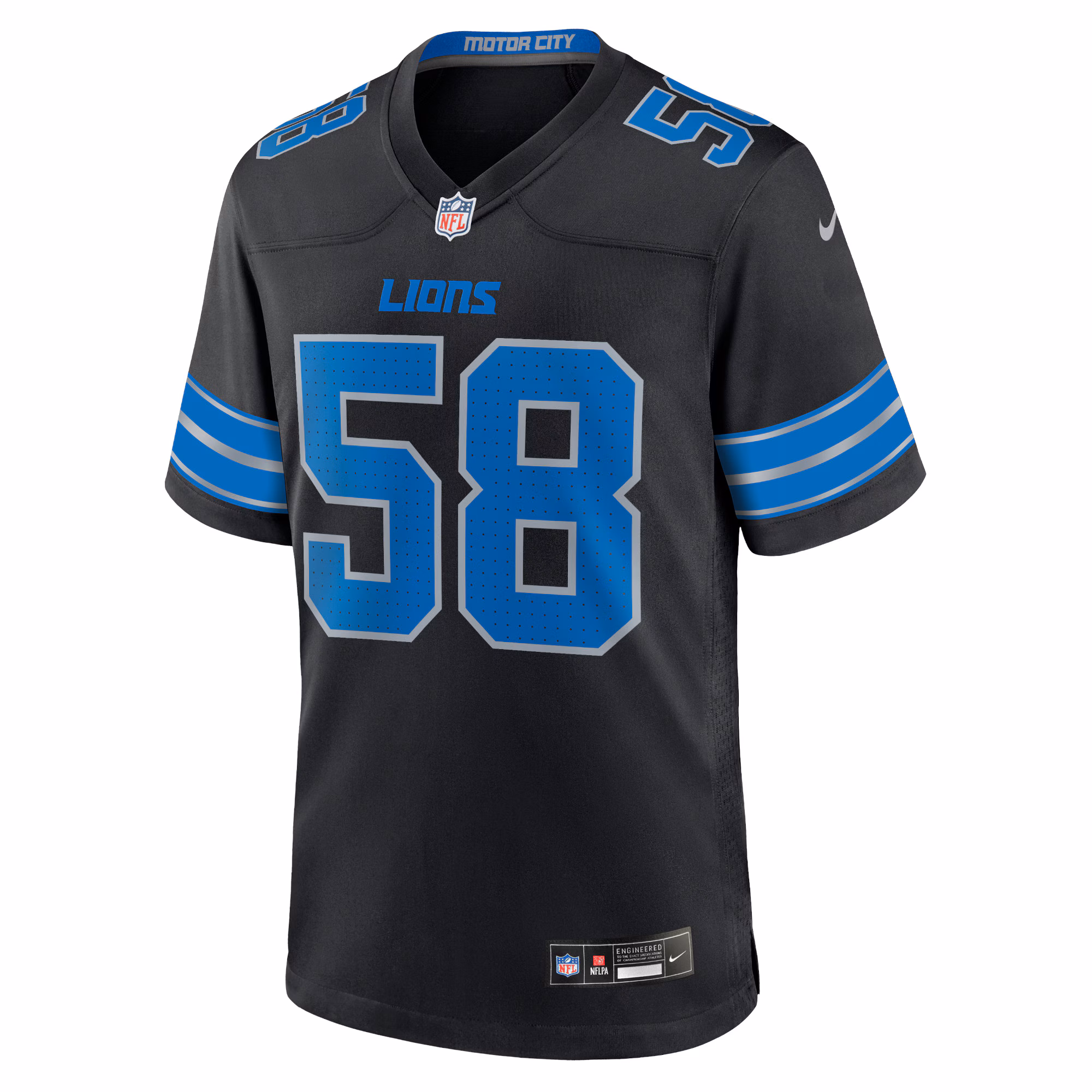 Men's Detroit Lions Penei Sewell  Black 2nd Alternate Game Jersey