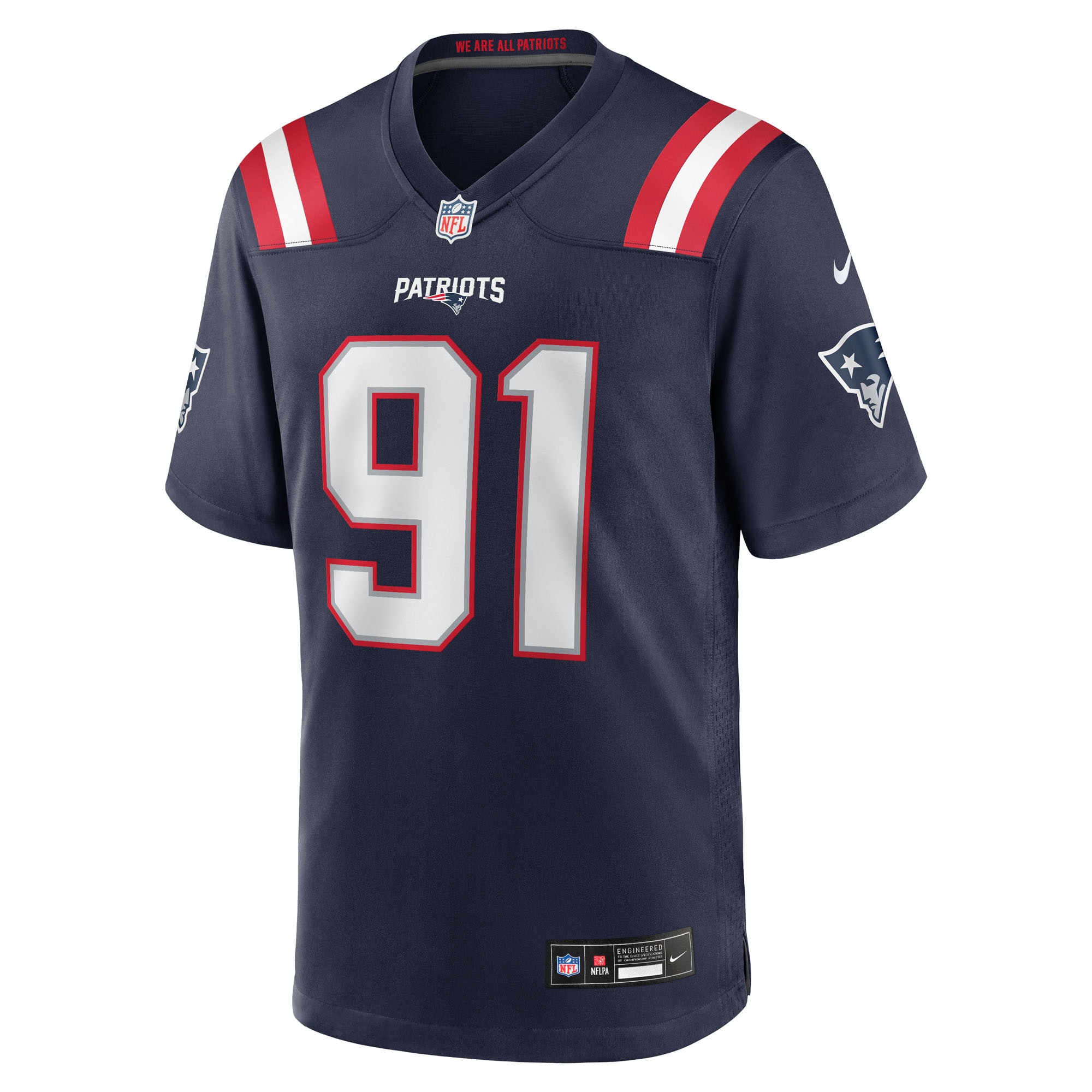 Men's New England Patriots Elijah Ponder  Navy Team Game Jersey