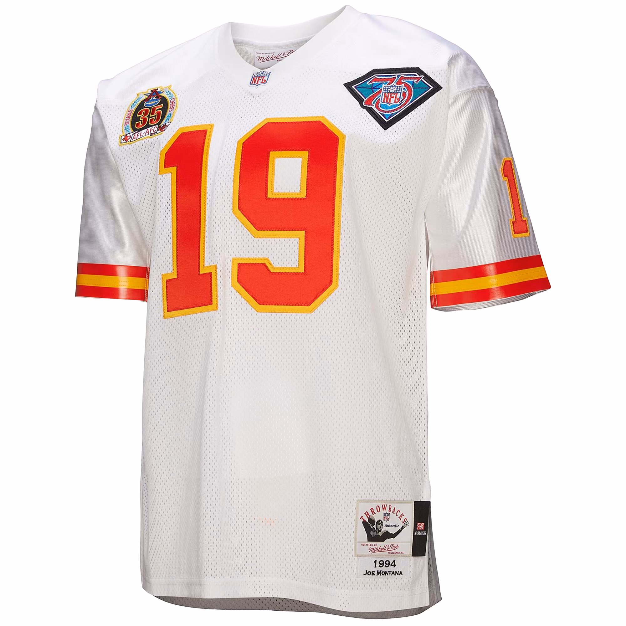 Men's Kansas City Chiefs 1994 Joe Montana Mitchell & Ness White Authentic Throwback Retired Player Jersey