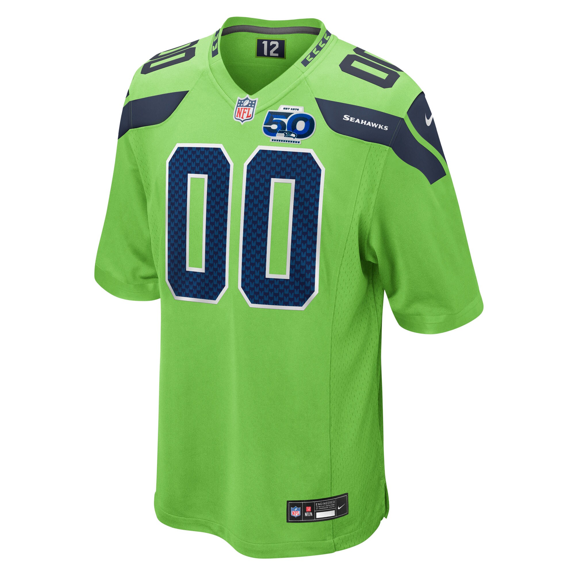 Men's Seattle Seahawks  Neon Green 50th Season Alternate Custom Game Jersey