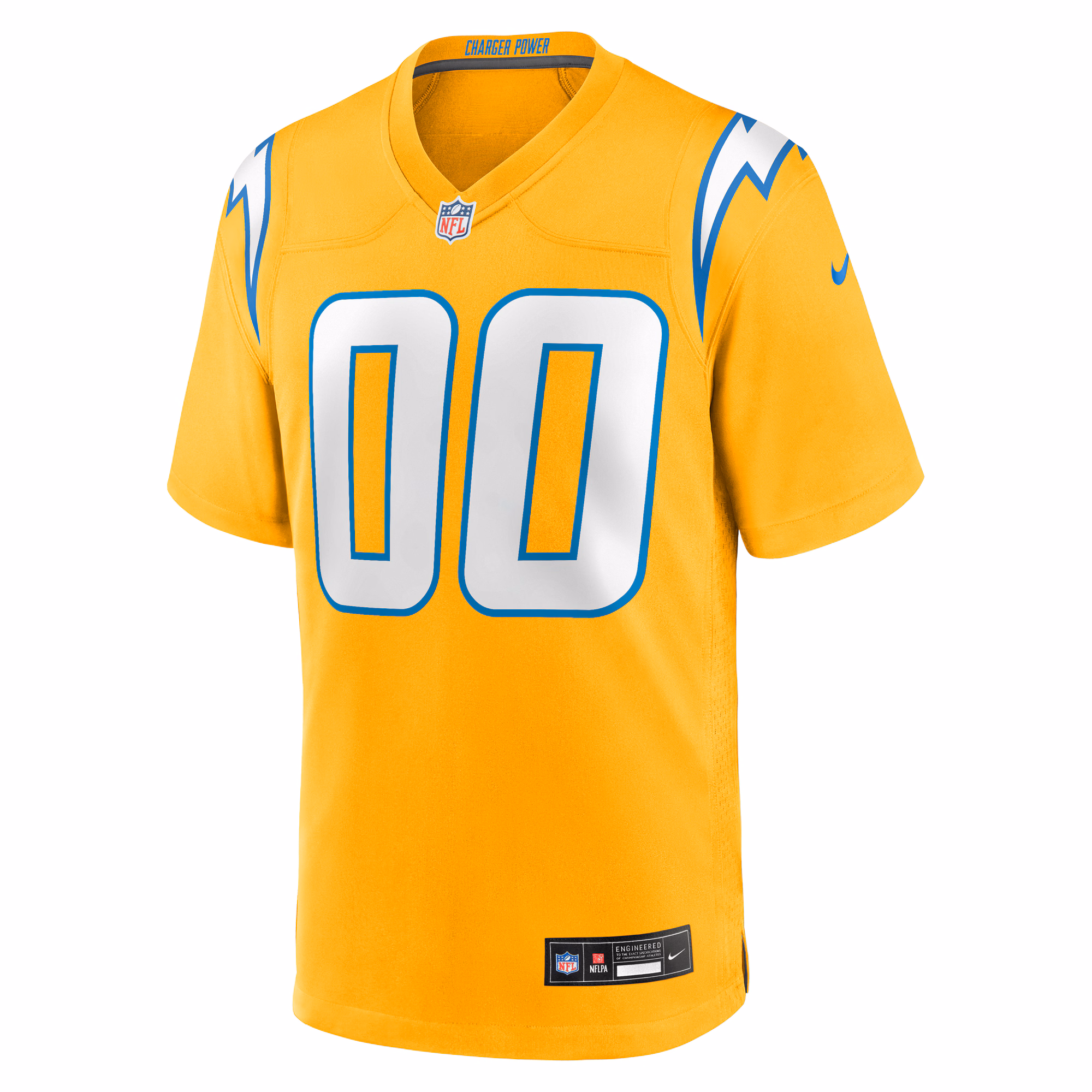 Men's Los Angeles Chargers  Gold Alternate Charger Power Game Custom Jersey