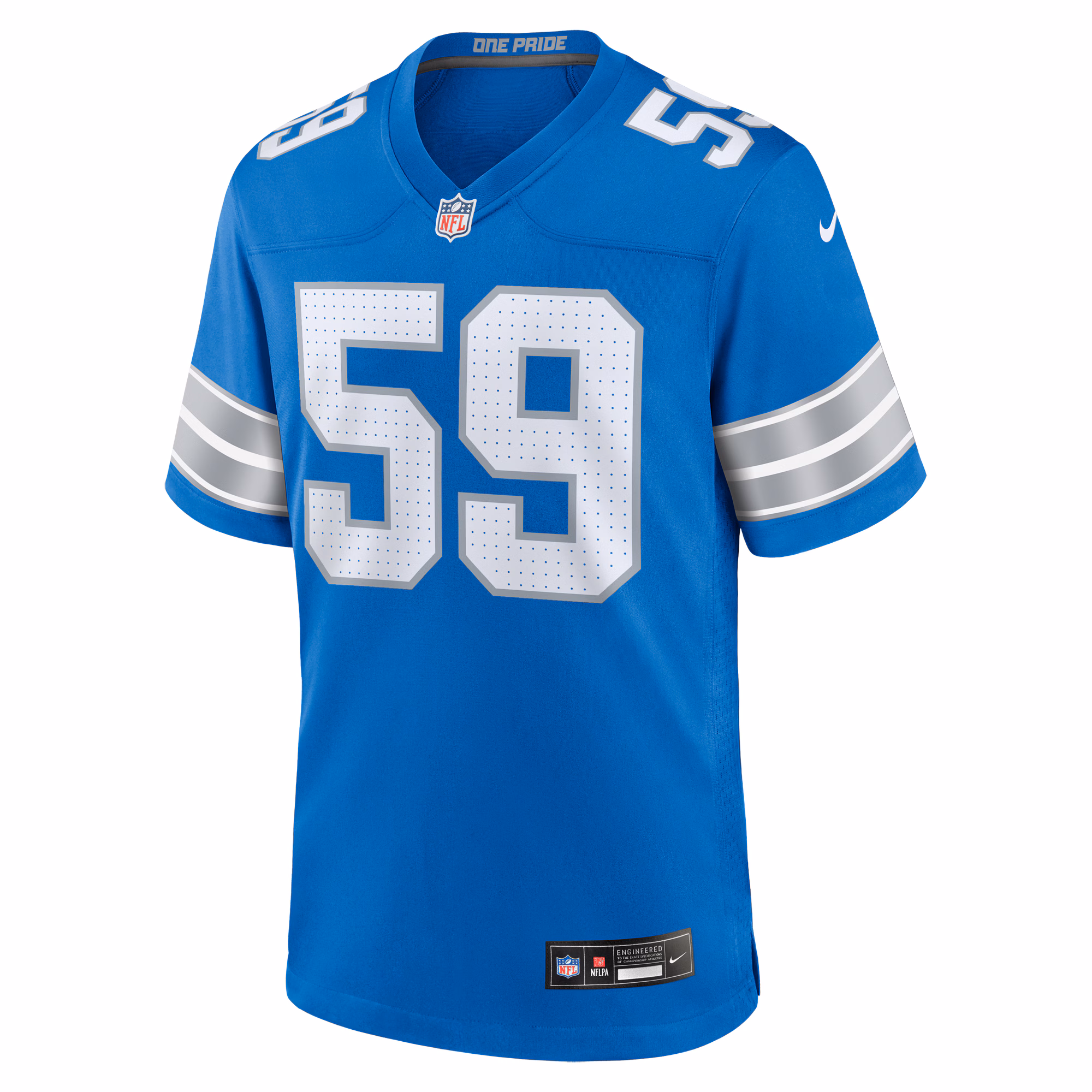 Men's Detroit Lions Giovanni Manu  Blue Team Game Jersey