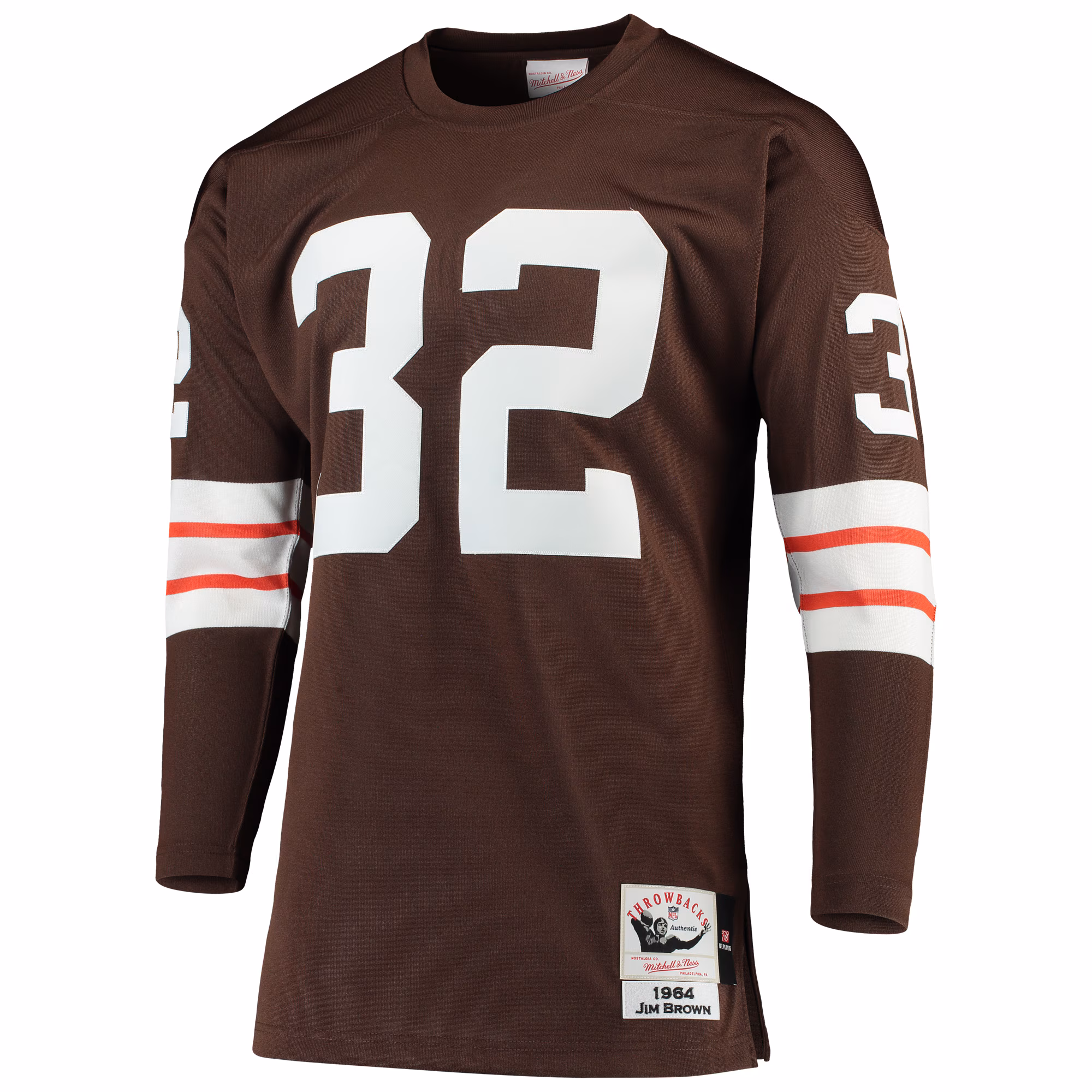 Men's Cleveland Browns 1964 Jim Brown Mitchell & Ness Brown Authentic Throwback Retired Player Jersey