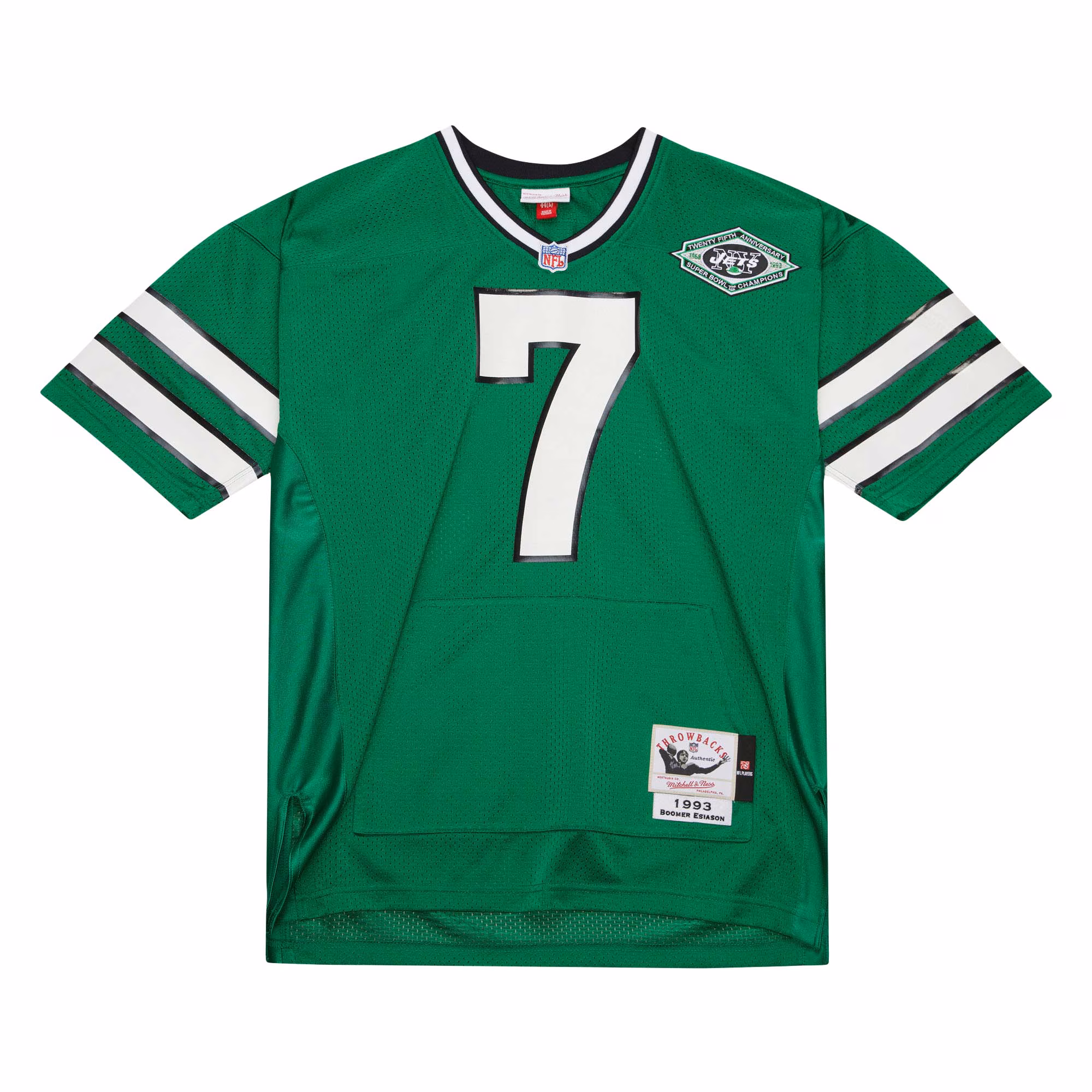 Men's New York Jets Boomer Esiason Mitchell & Ness Kelly Green 1993 Authentic Throwback Retired Player Pocket Jersey