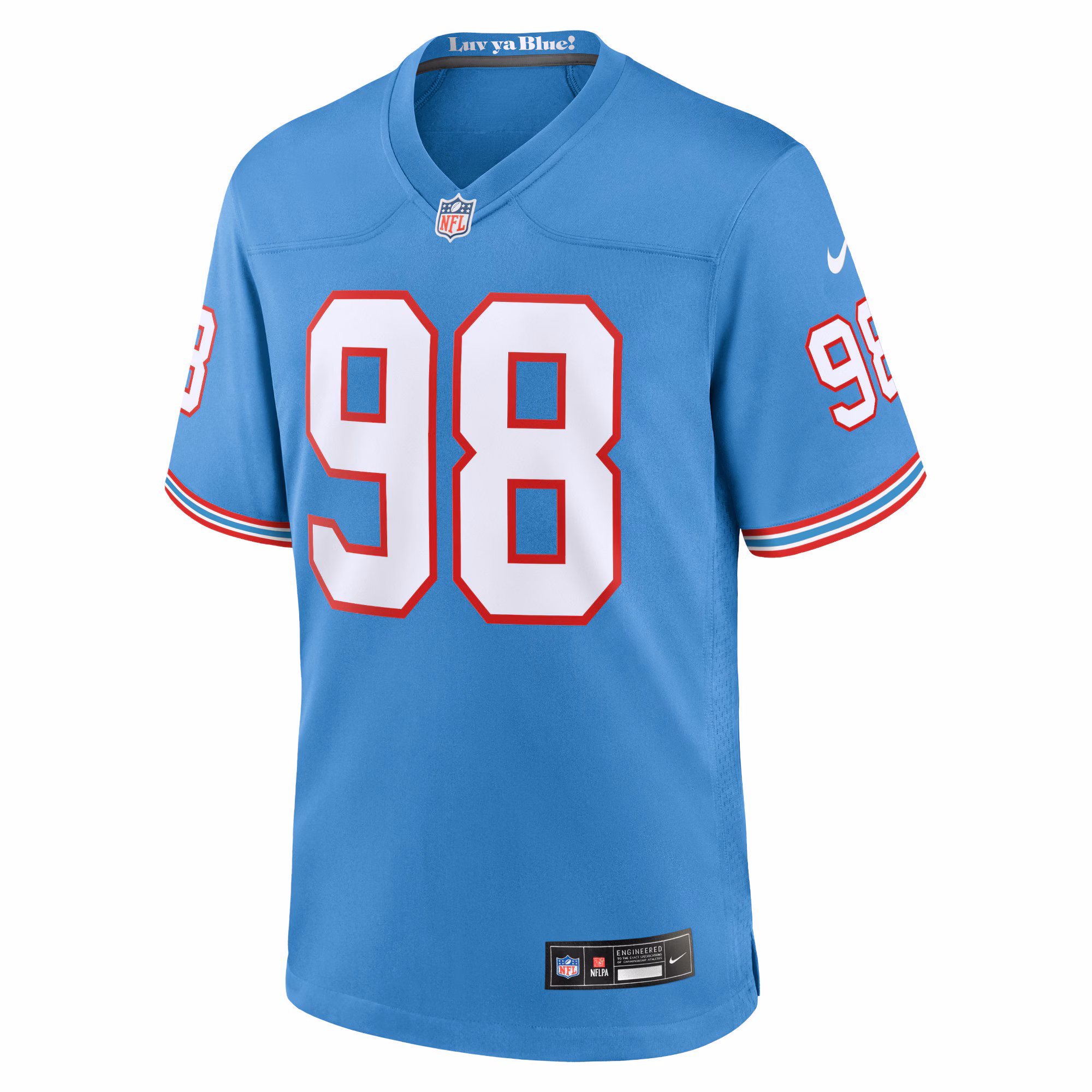 Men's Tennessee Titans Jeffery Simmons  Light Blue Oilers Throwback Alternate Game Player Jersey