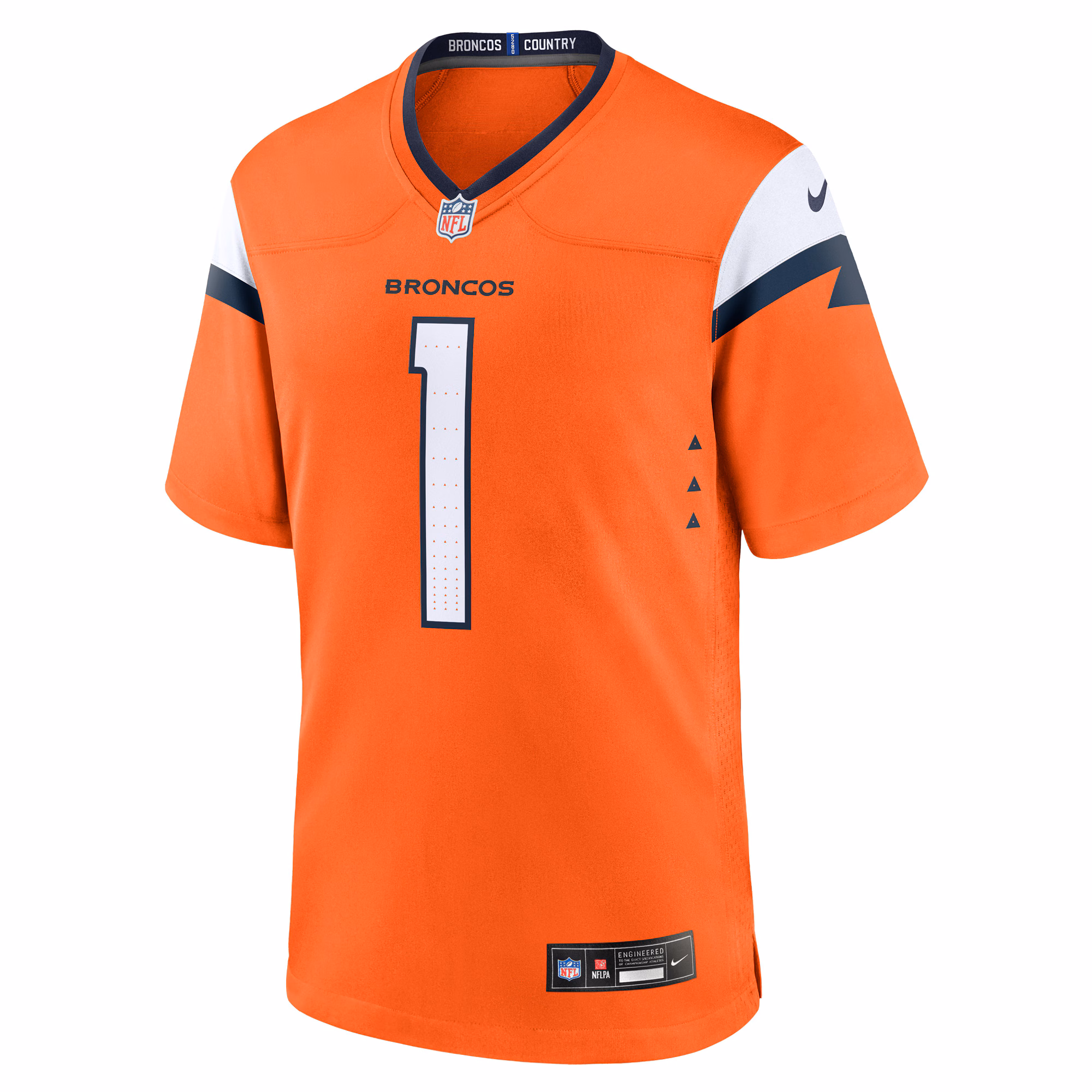 Men's Denver Broncos Number 1 Groom  Orange Game Jersey
