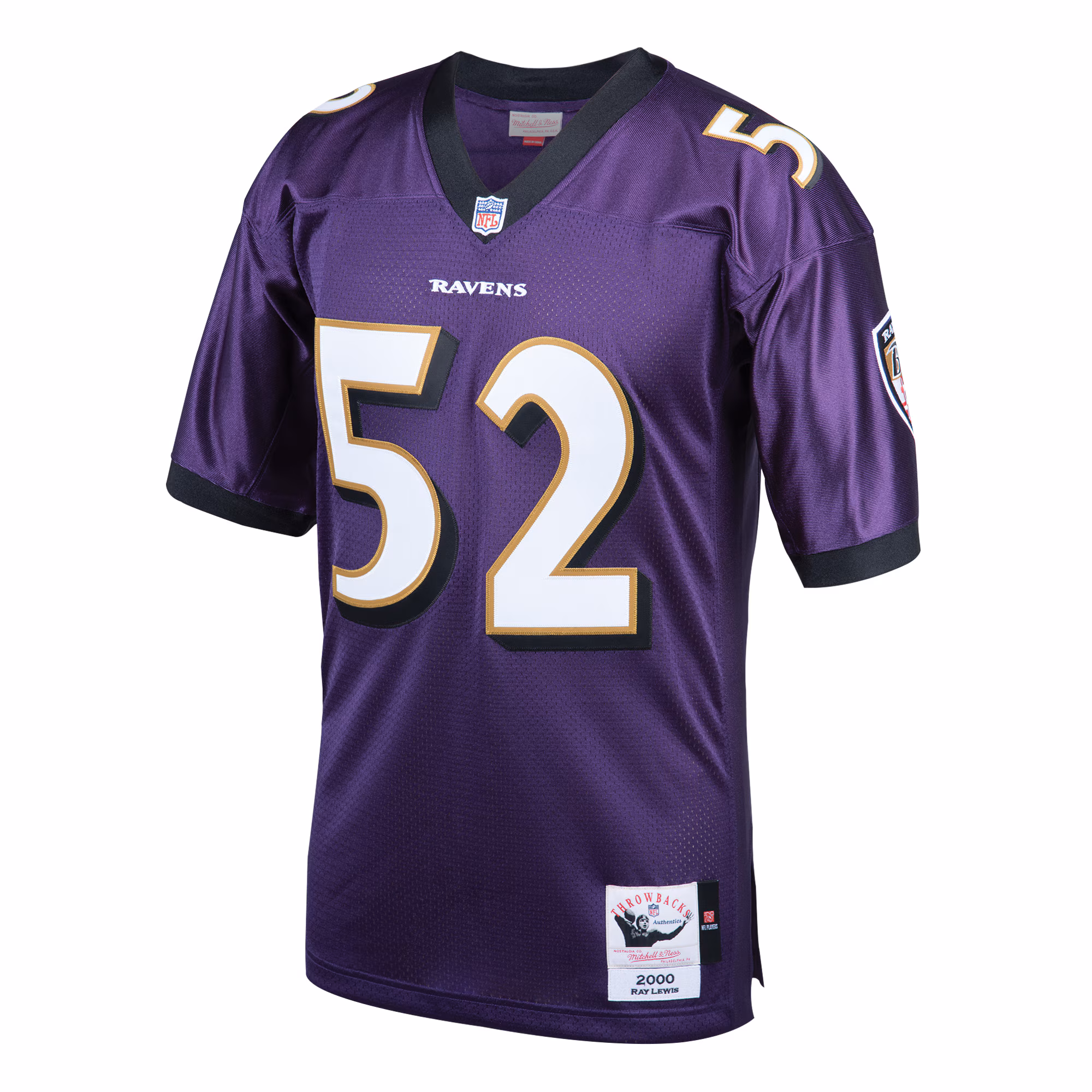 Men's Baltimore Ravens 2000 Ray Lewis Mitchell & Ness Purple Authentic Throwback Retired Player Jersey