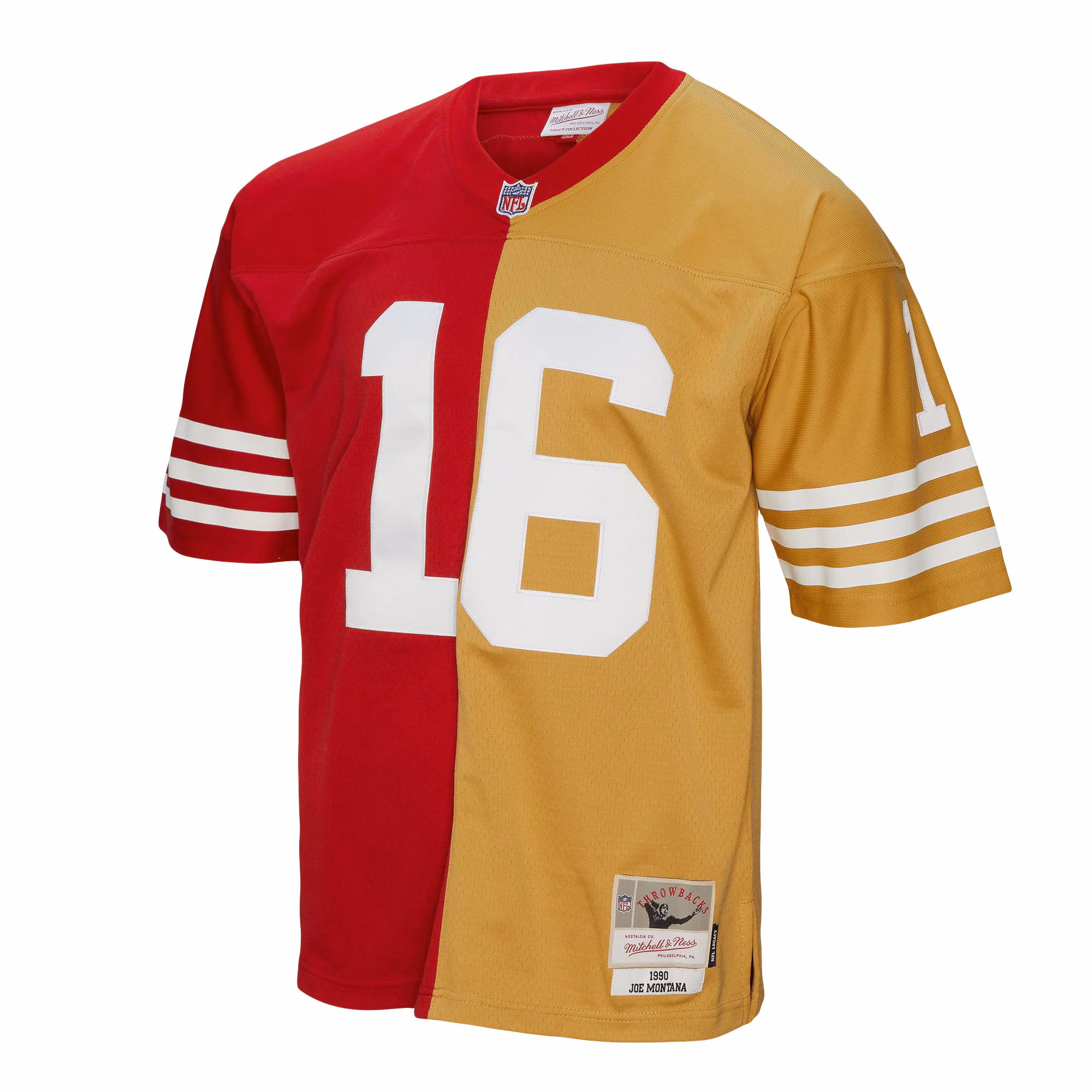 Men's San Francisco 49ers Joe Montana Mitchell & Ness Scarlet/Gold 1990 Split Legacy Replica Jersey