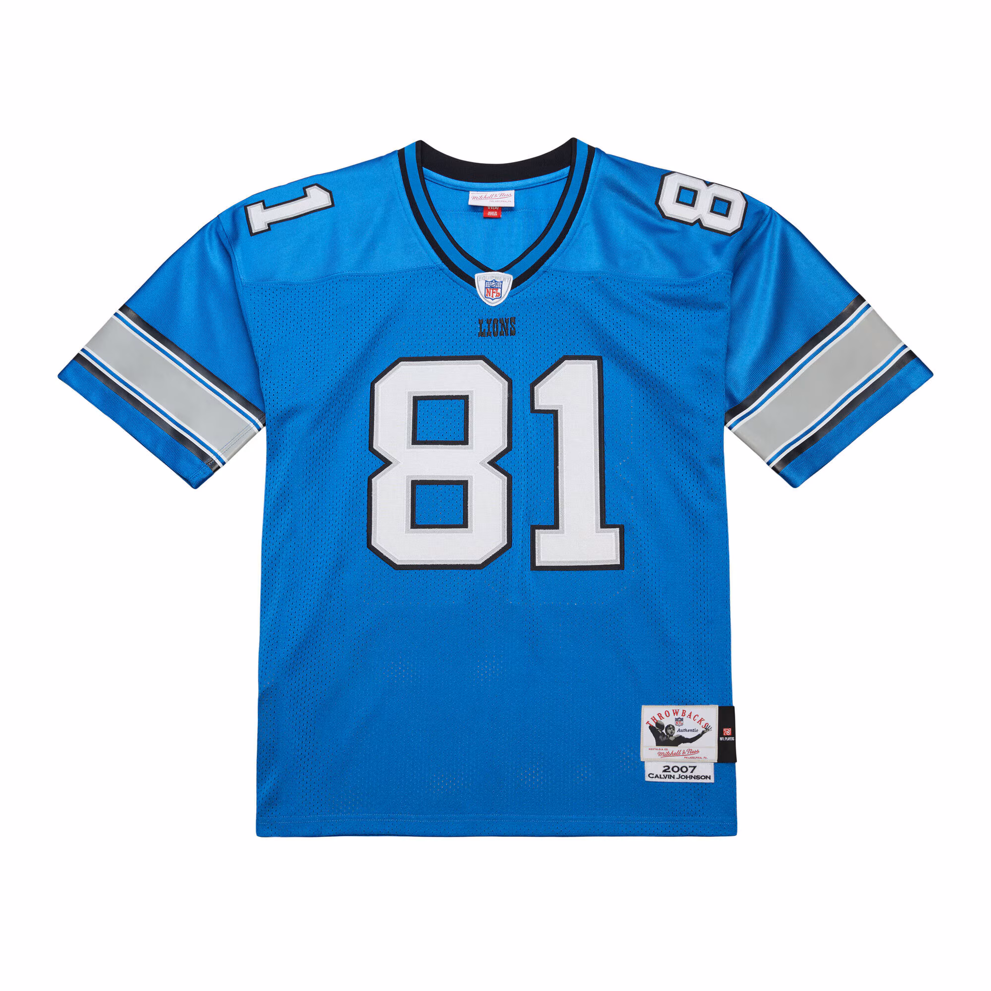 Men's Detroit Lions Calvin Johnson Mitchell & Ness Blue 2007 Authentic Throwback Retired Player Jersey