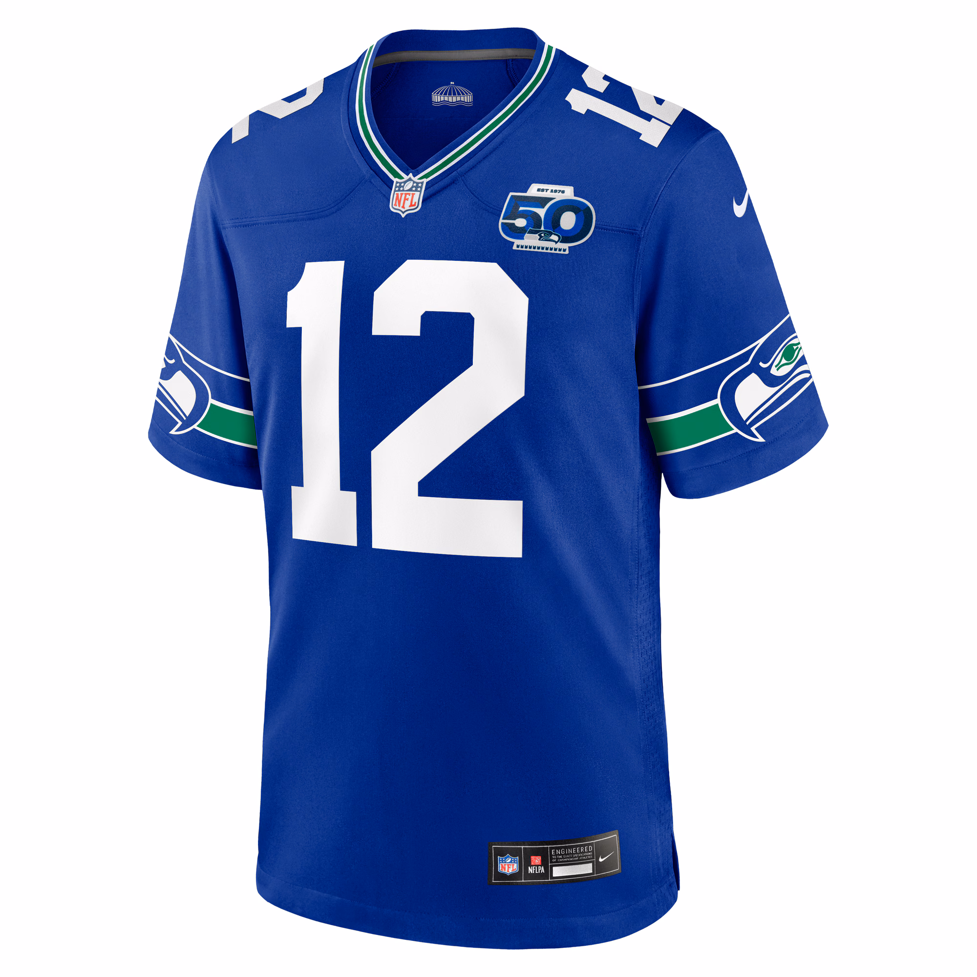 Men's Seattle Seahawks 12s  Royal Alternate 50th Season Game Jersey