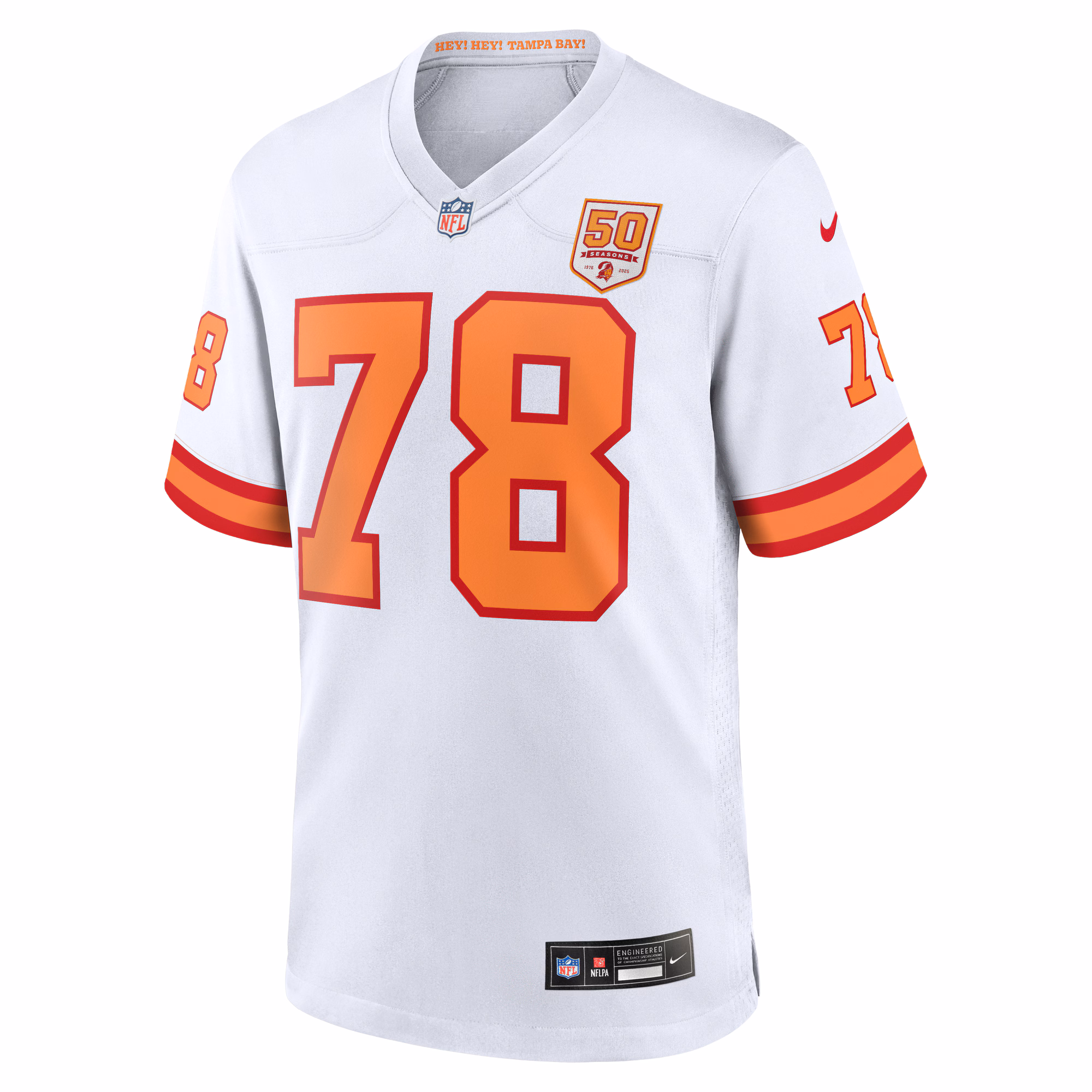 Men's '76 Tampa Bay Buccaneers Tristan Wirfs  White 50th Season Game Jersey