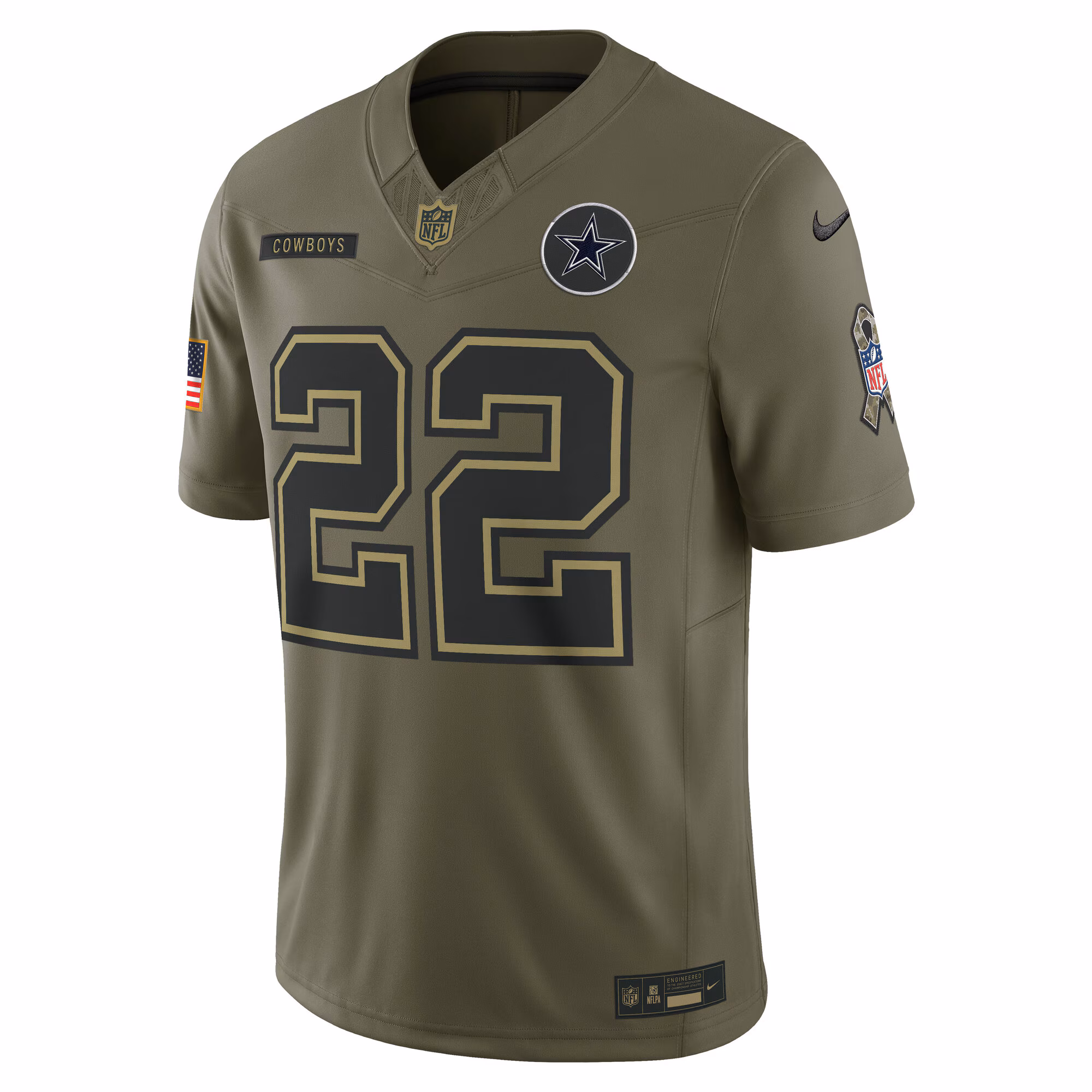 Men's Dallas Cowboys Emmitt Smith  Olive 2025 Salute to Service Retired Limited Jersey