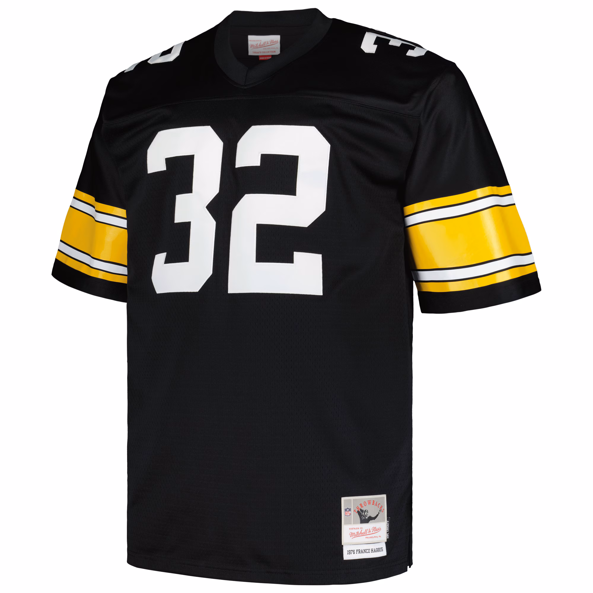 Men's Pittsburgh Steelers Franco Harris Mitchell & Ness Black Big & Tall 1976 Legacy Retired Player Jersey