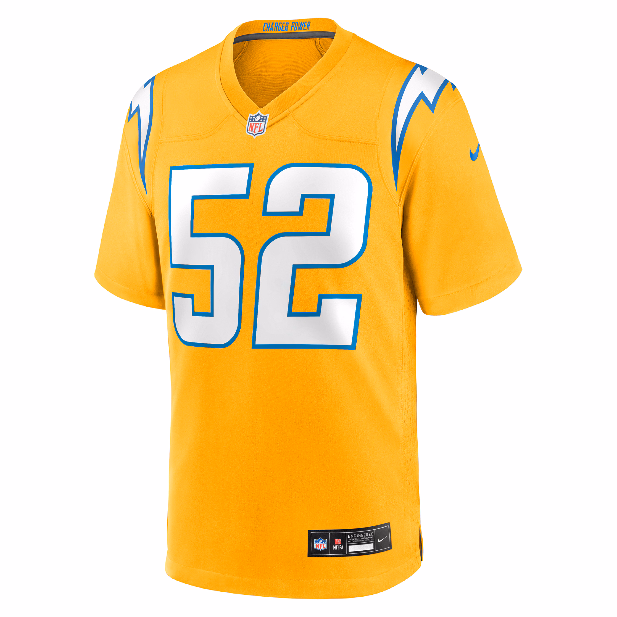 Men's Los Angeles Chargers Khalil Mack  Gold Alternate Charger Power Game Player Jersey
