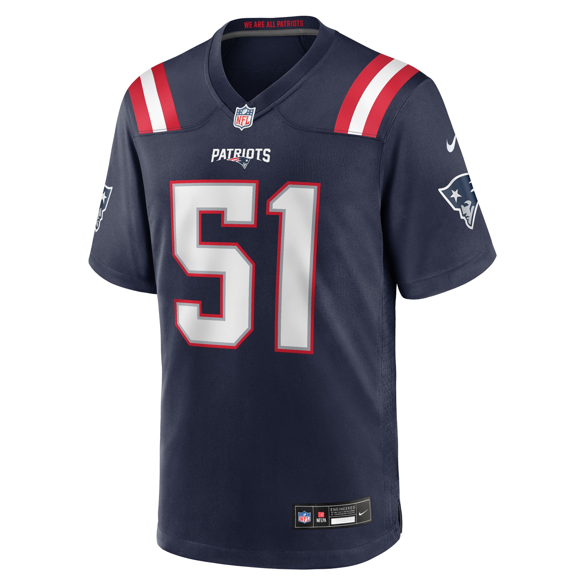 Men's New England Patriots Jack Gibbens  Navy Team Game Jersey