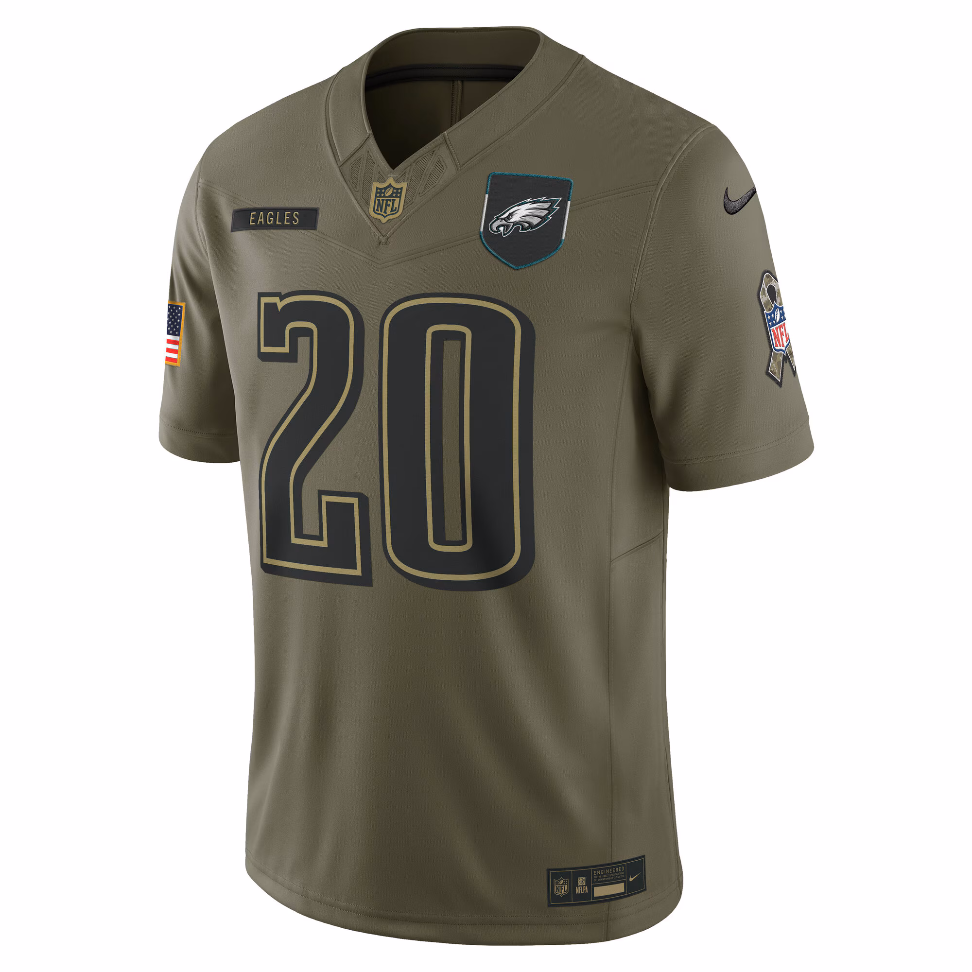 Men's Philadelphia Eagles Brian Dawkins  Olive 2025 Salute to Service Retired Limited Jersey